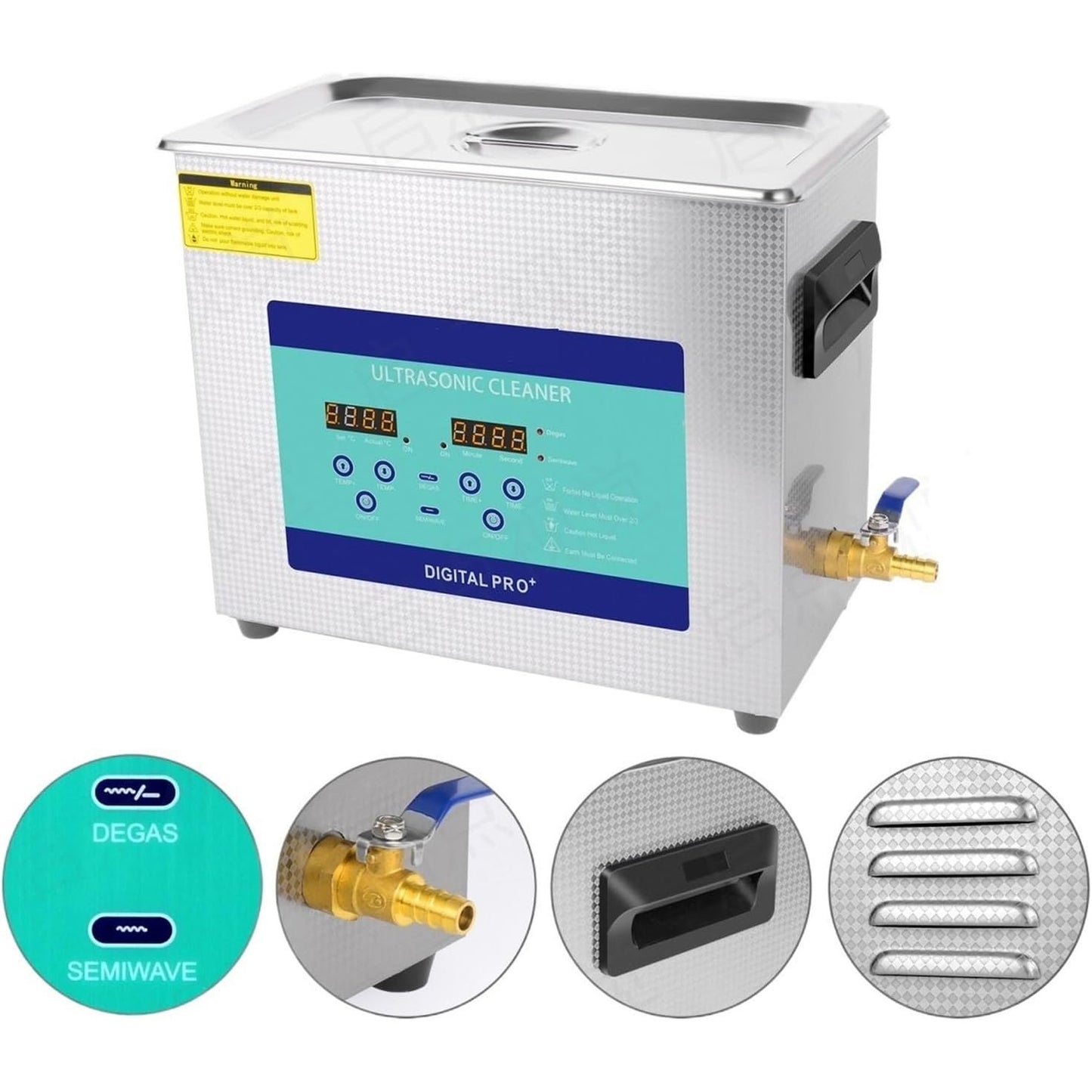 TUMAHE Ultrasonic Cleaner, Ultra Cleaner AIPOI Ultra Cleaning Device 6.5L For Car And Motorcycle Repair Workshops Aviation Maintenance Electronic Basket For PCB Tableware Denture Jewelry Brass Gla