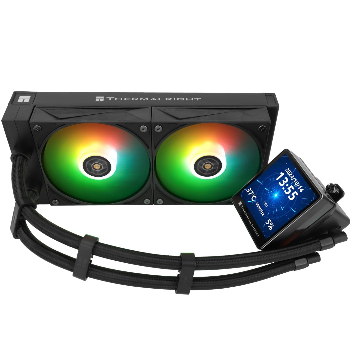 Thermalright Grand Vision 240 ARGB White AIO CPU Liquid Cooler,IPS LCD Screen with 480x480 Resolution,for AM4/AM5/LGA1851/1700,‘3.4 inch’Magnet-Absorbent LCD Screen for Images,Water-Cooled Radiator