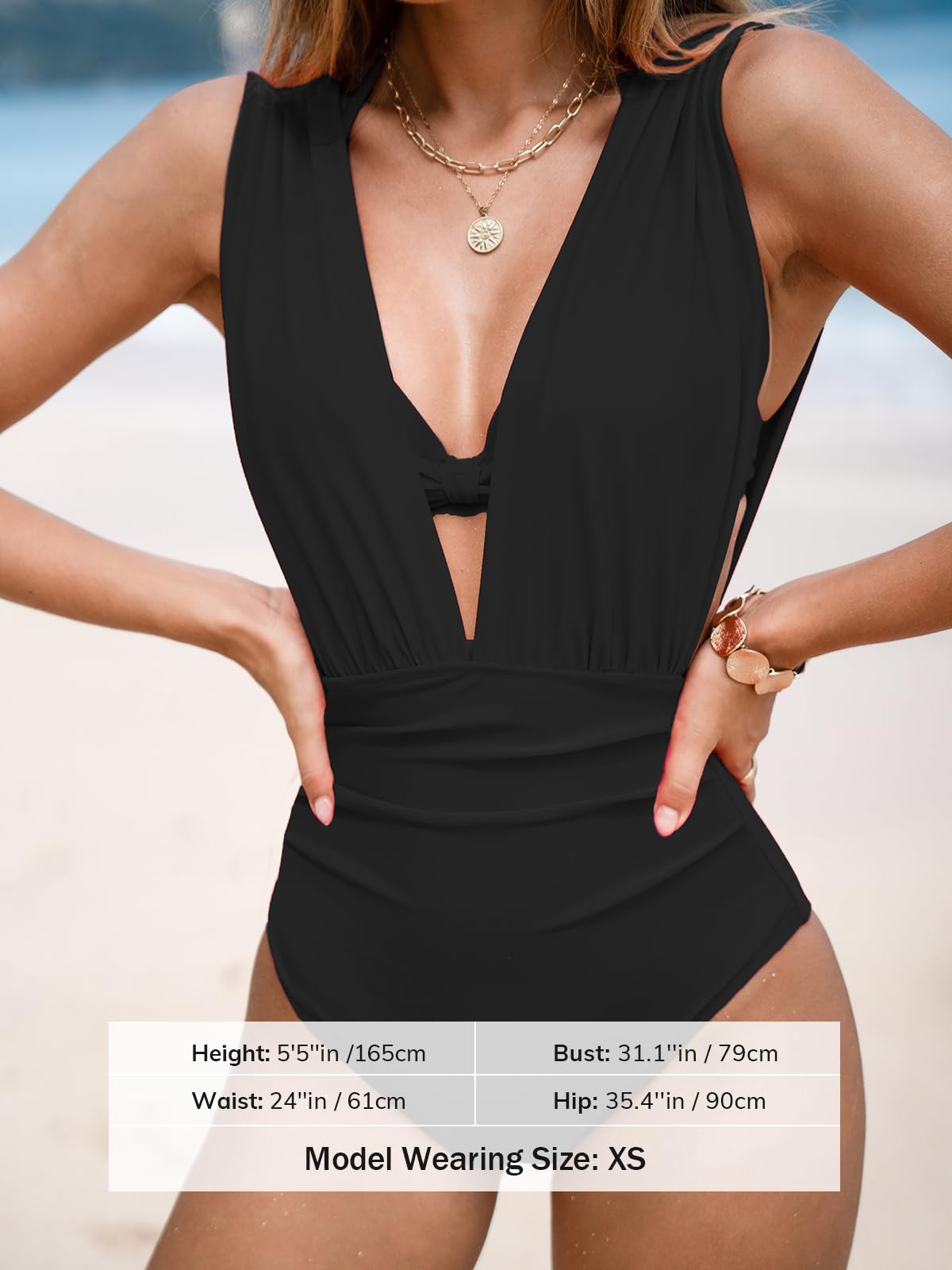 Costum de baie – Negru XL CUPSHE One Piece Halter Plunging Neck Underwire