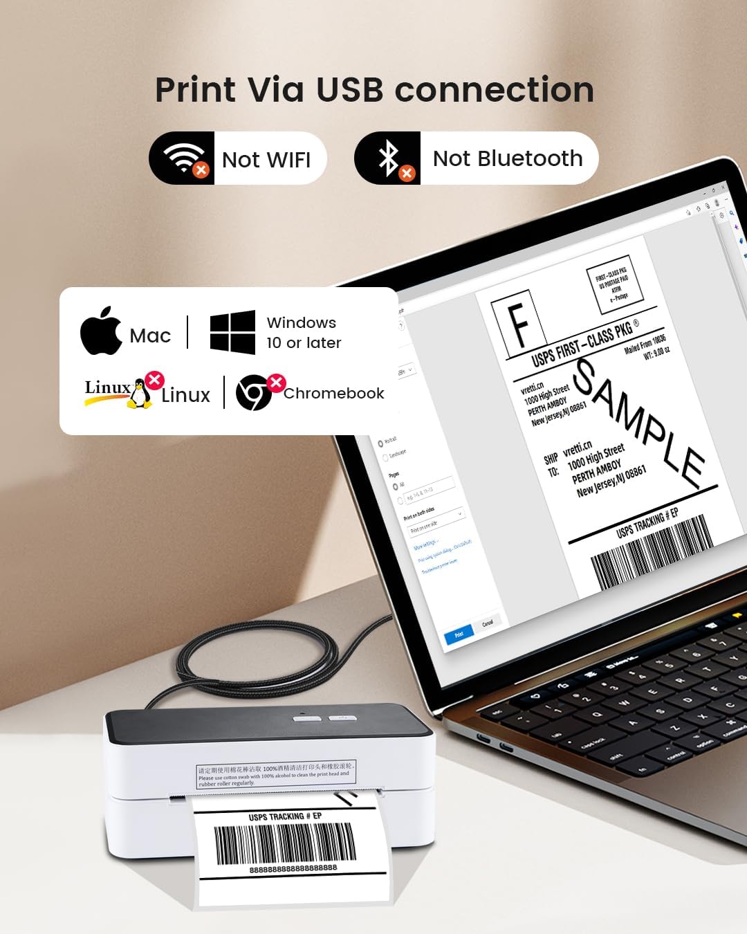 vretti Label Printer USB, DHL Label Printer, Shipping Labels Printer, Label Printer 4 x 6 for Small Business, Label Printer DHL Compatible with Amazon, Etsy, Ebay,UPS,USB Supports Windows/Mac
