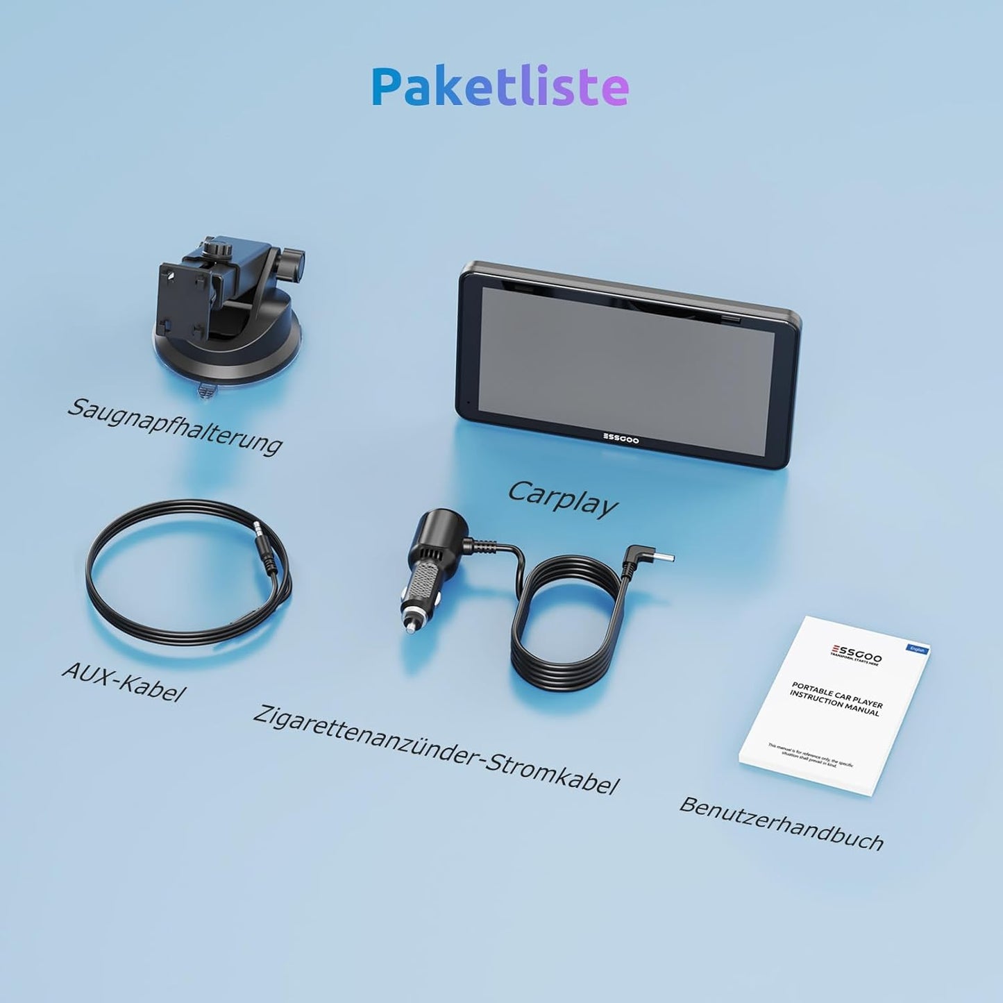 A-pple CarPlay & Android Car, 7 Inch IPS Carplay Display, Supports Siri & G-oogle Assistant, Online Maps, Easy Installation, Suitable for Various Vehicle Models