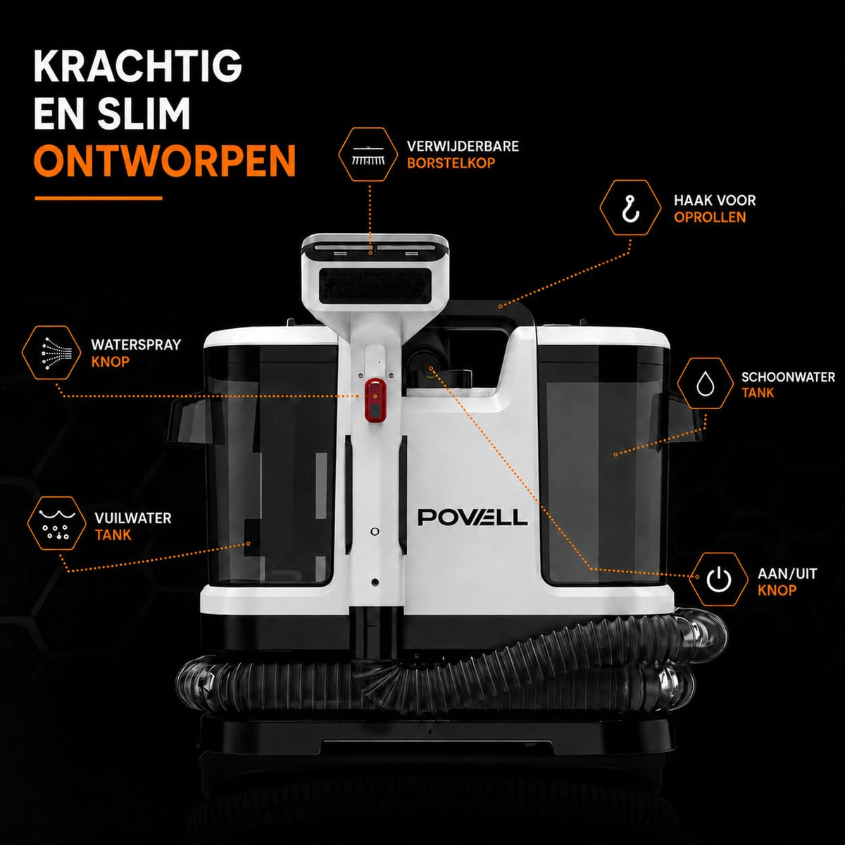 Aparat curatat covoare POWELL 304W 450W 13000Pa alb compact