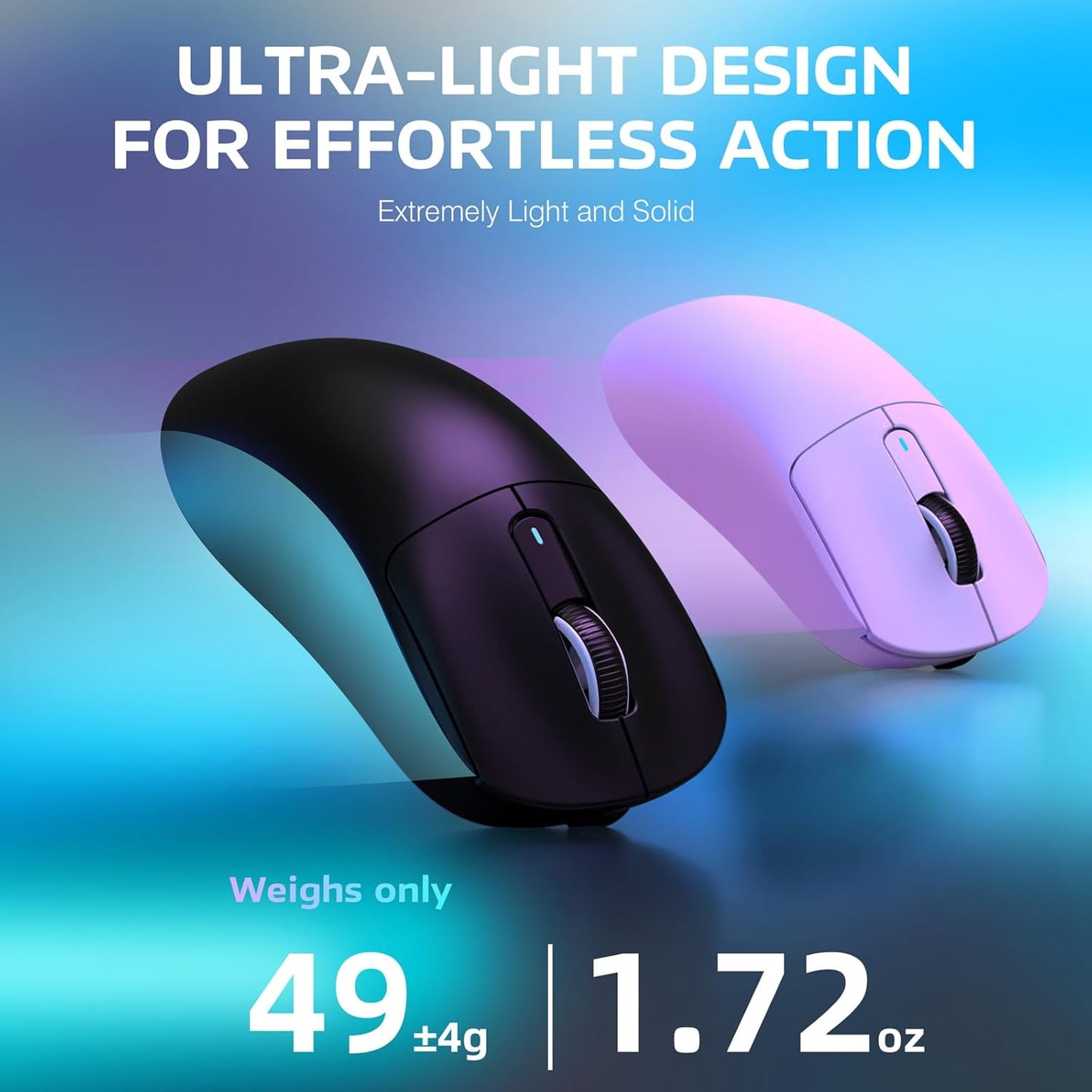 VGN GAMEPOWER x ATTACK SHARK X3 SUPERLIGHT Wireless Gaming Mouse, 49g Ultralight Mice, PixArt PAW3395, 26000 DPI, Tri-mode 2.4G/USB-C Wired/Bluetooth, G502, 200 Hrs Battery, Kailh GM8.0 Switch, Black