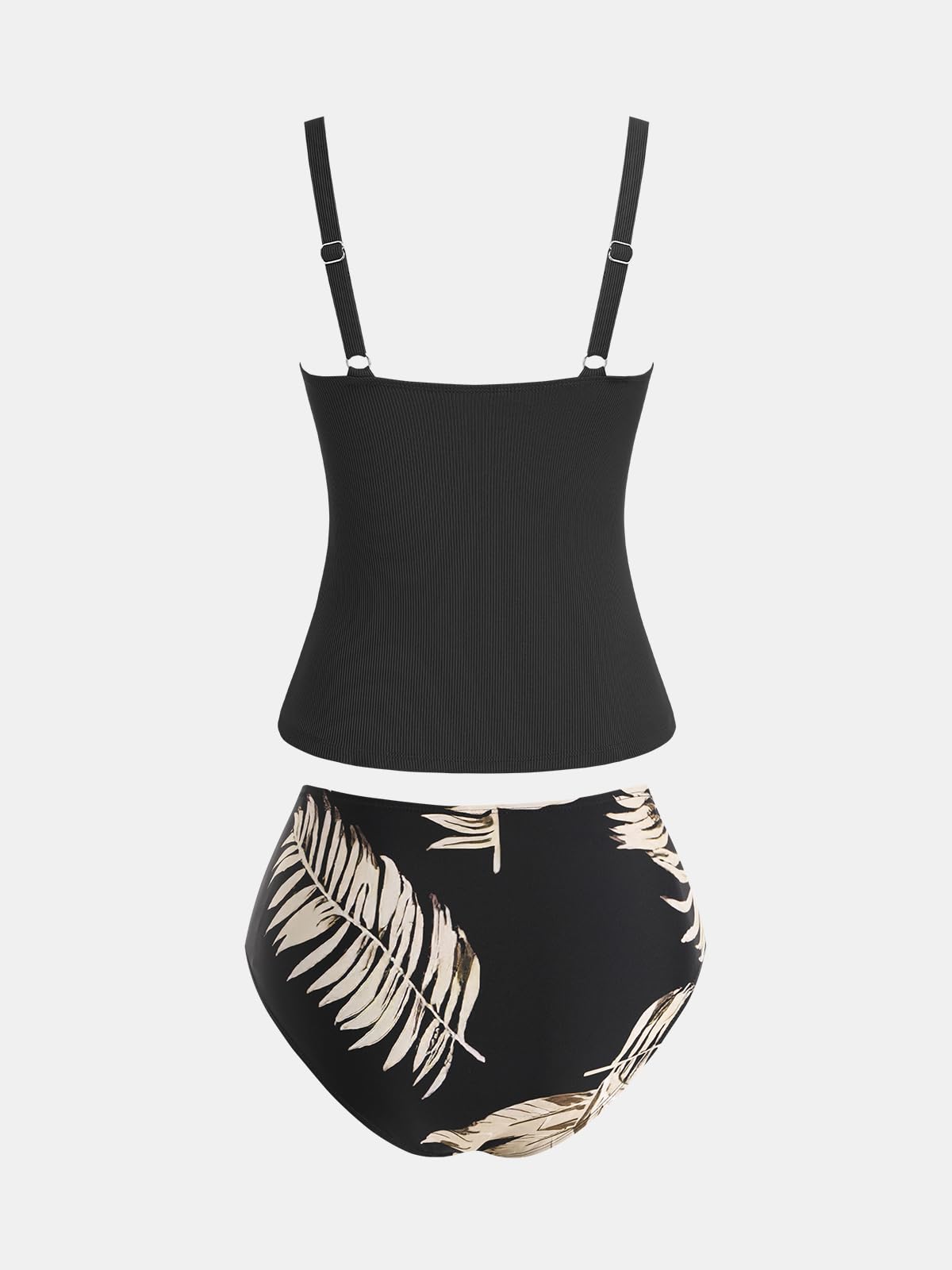 Costum de baie M CUPSHE Tankini Control Abdomen Bretele Reglabile Ribbed