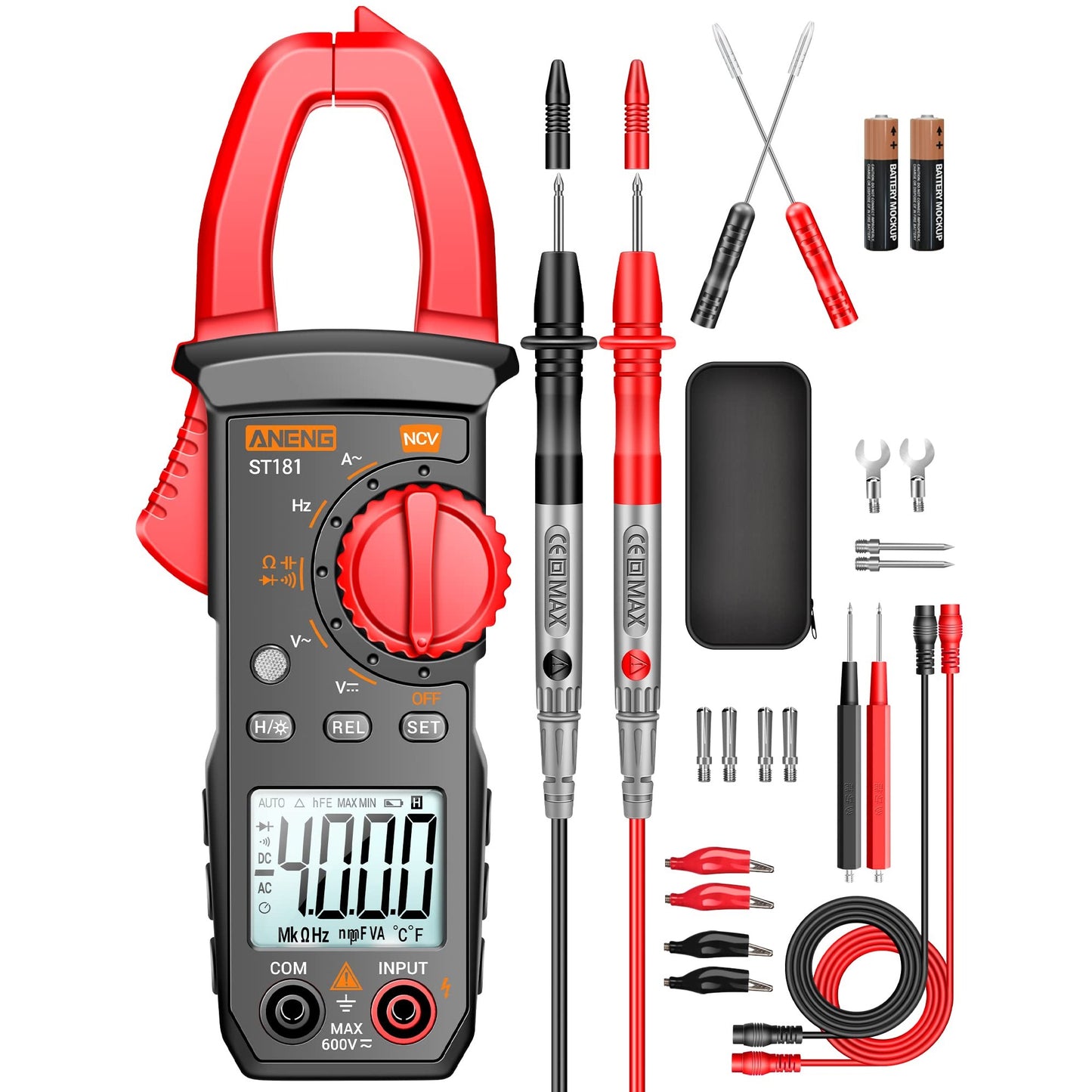 ANENG Digital Clamp Meter Multimeter Tester with AC/DC Current,Voltage, NCV Amp Ohm Volt 4000 Counts Meter Measures Capacitance, Resistance, Diodes, Continuity Frequency Backlight Electrican Tools