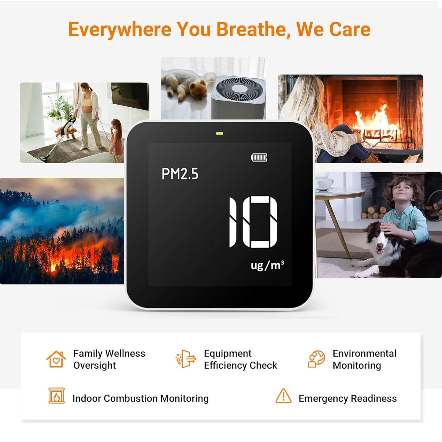 Temtop M10 Air Quality Monitor Indoor Air Quality Tester AQI PM2.5 VOCs Formaldehyde Detector for Home Air Testing, US Certified Air Sensor