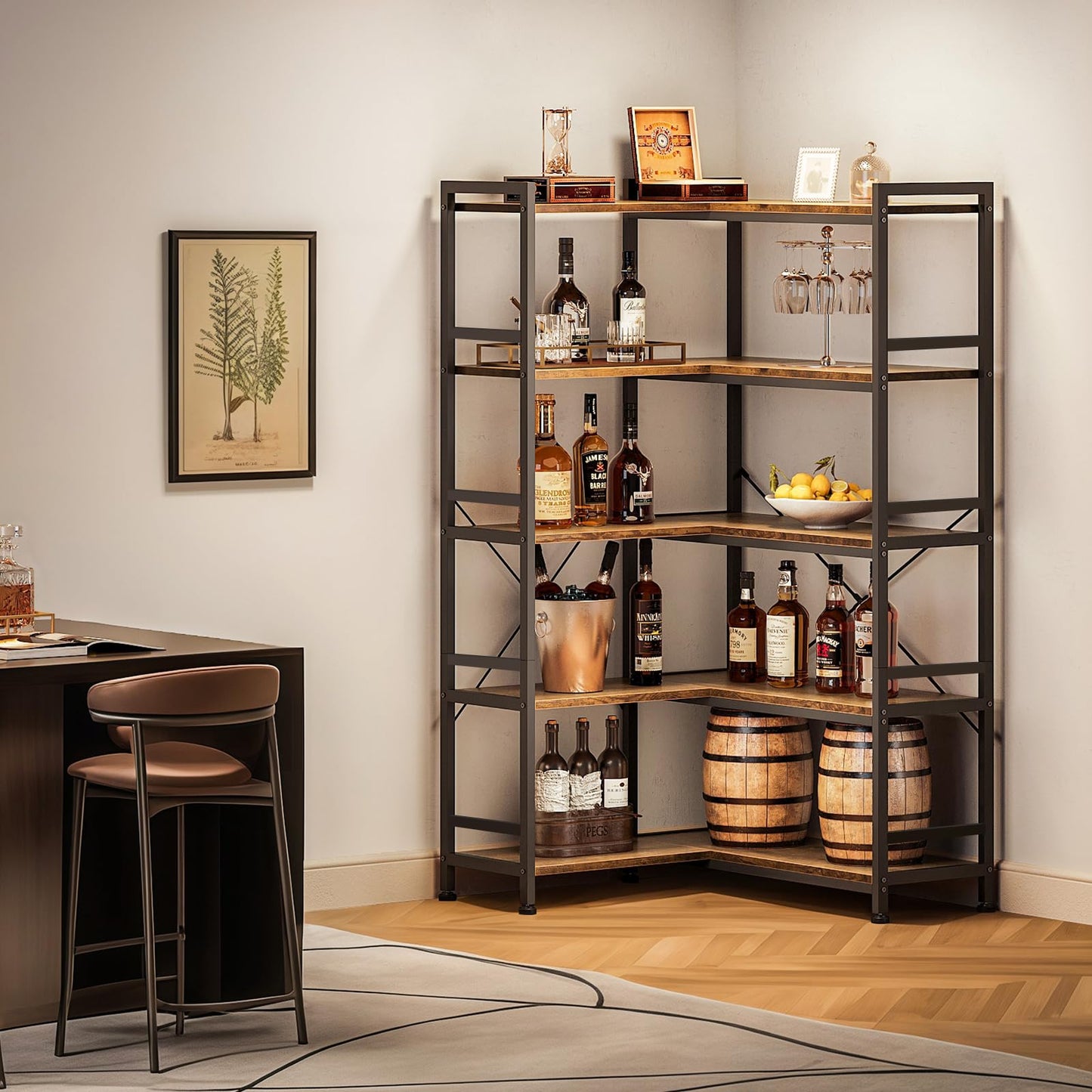 Biblioteca Coleshome 5-Tier L Shape Brown 5 rafturi vintage