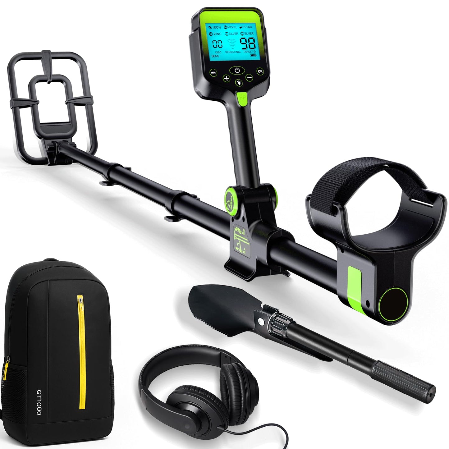 Metal Detector for Adults Waterproof - 2000mAh Chargeable Professional Cordless Gold Detector with LCD Display, Retractable Foldable Higher Accuracy Metal Detector with 10" IP68 Coil - OKESAM