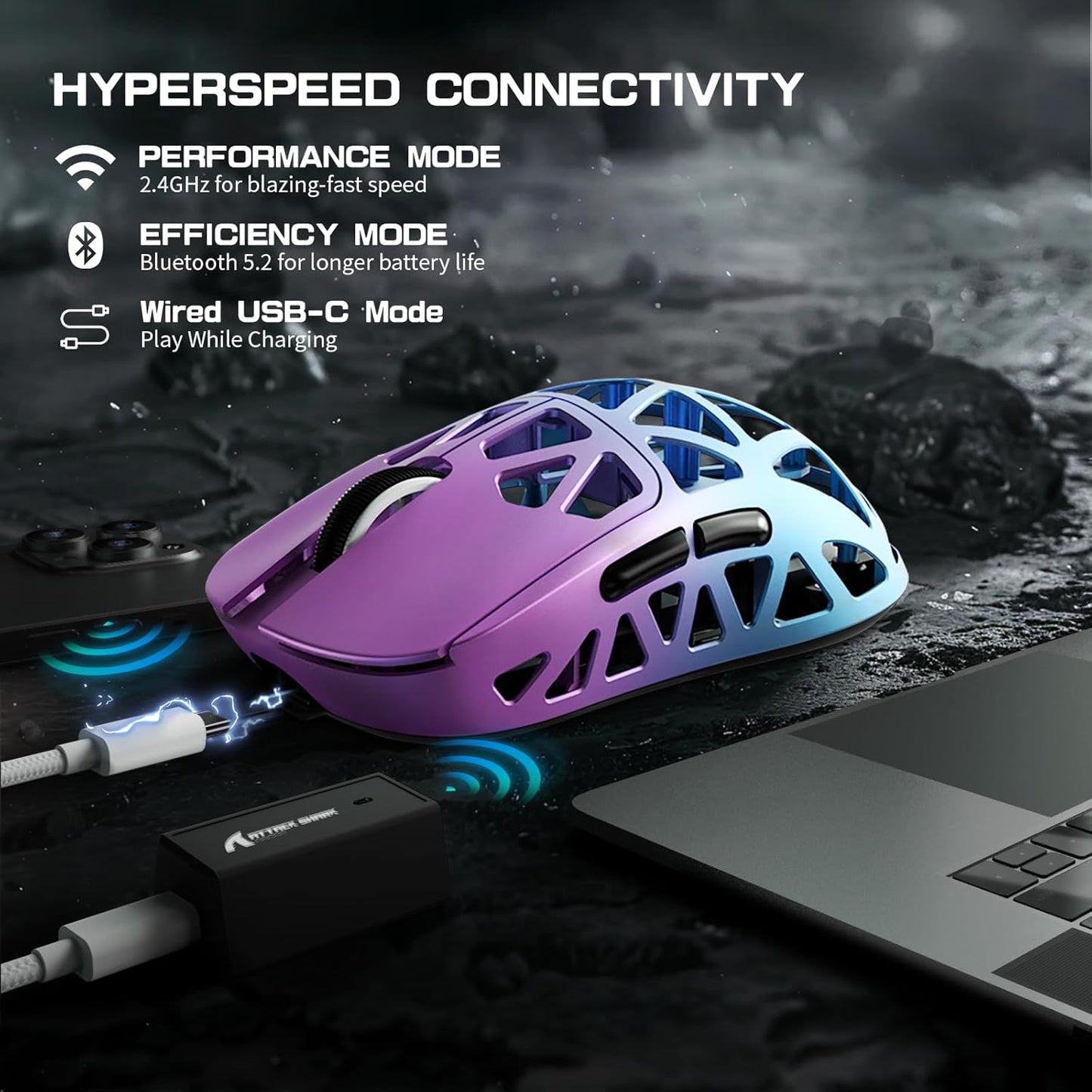 Mouse ATTACK SHARK R2PRO 45g Superlight Magnesium