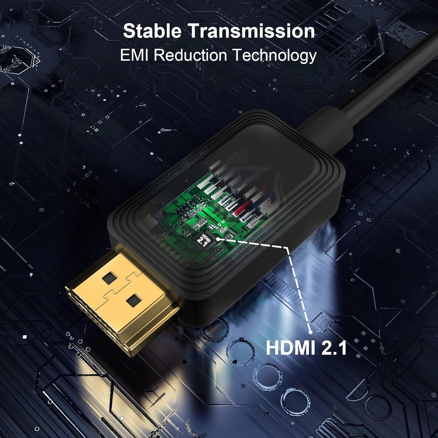 GeoHN.G 8K Fiber Optic HDMI Cable 1M, 48Gbps High-Speed HDMI 2.1 Cable 8K@60Hz 4K@120Hz Dolby/Dynamic HDR/HDCP 2.3/eARC Compatible with Blu-ray/TV Box/HDTV/Projector