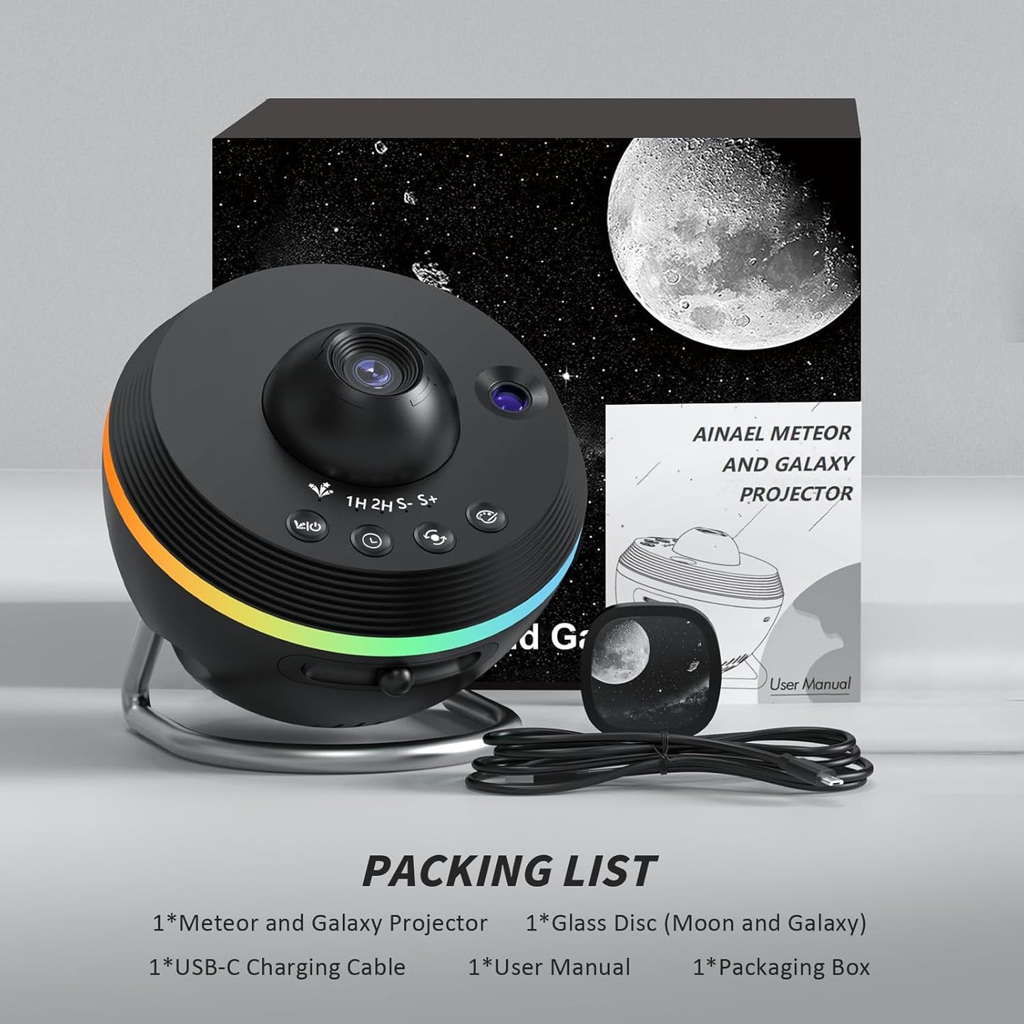 Galaxy Projector, Star Projector Home Planetarium Space Ceiling Starry Sky Night Light with Light Strip, Meteor and Galaxy Projector for Kid Adult Bedroom Christmas Gift