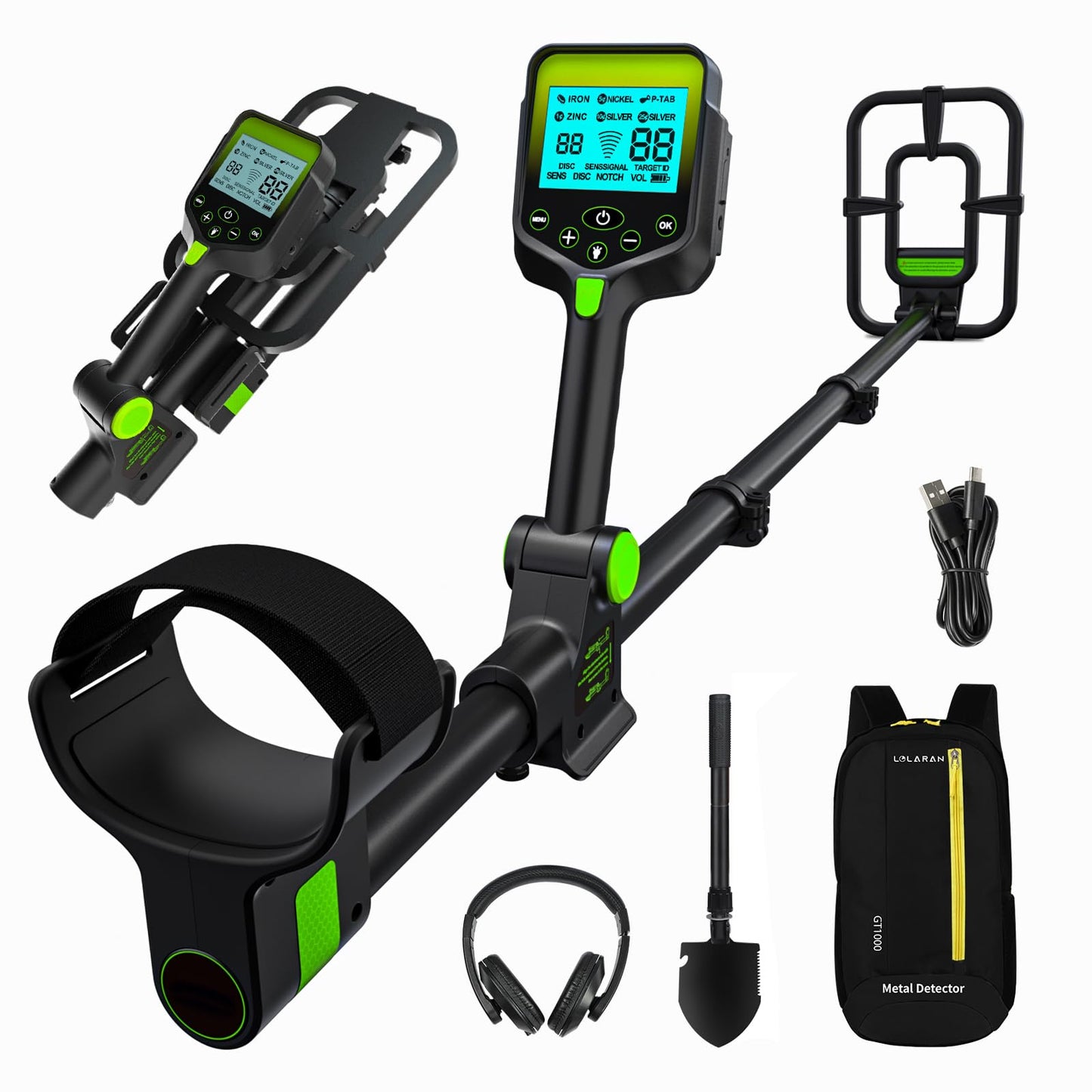 Metal Detector for Adults Professional, Up to 20 Hours of Extended Runtime, Adjustable Retractable Foldable Metal Detector Waterproof High Accuracy Gold Detector, Backlit LCD Display
