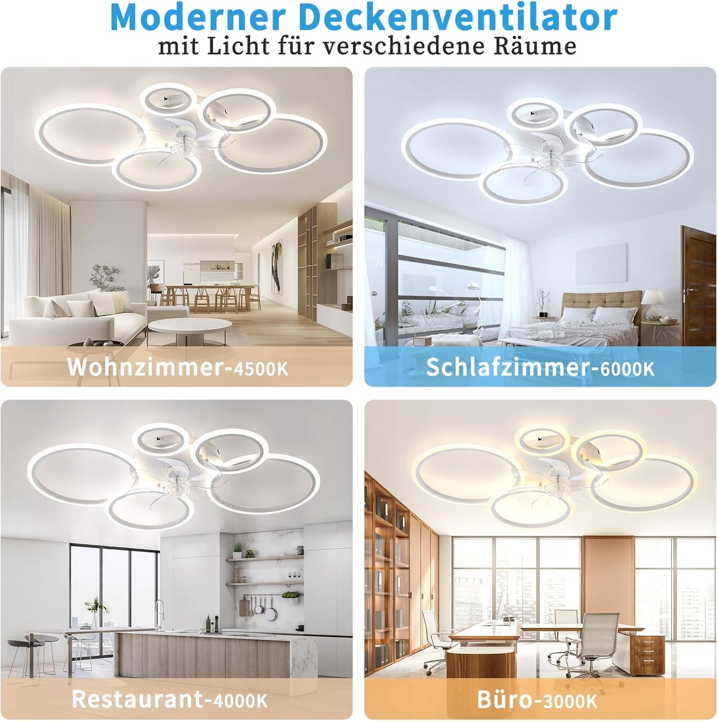 LED Ceiling Fan with Lighting, 100 cm Lamp with Fan and Remote Control App, 80 W Ceiling Light with Fan, Ceiling Fan with Light, Ceiling Fan for Bedroom, Living Room, White