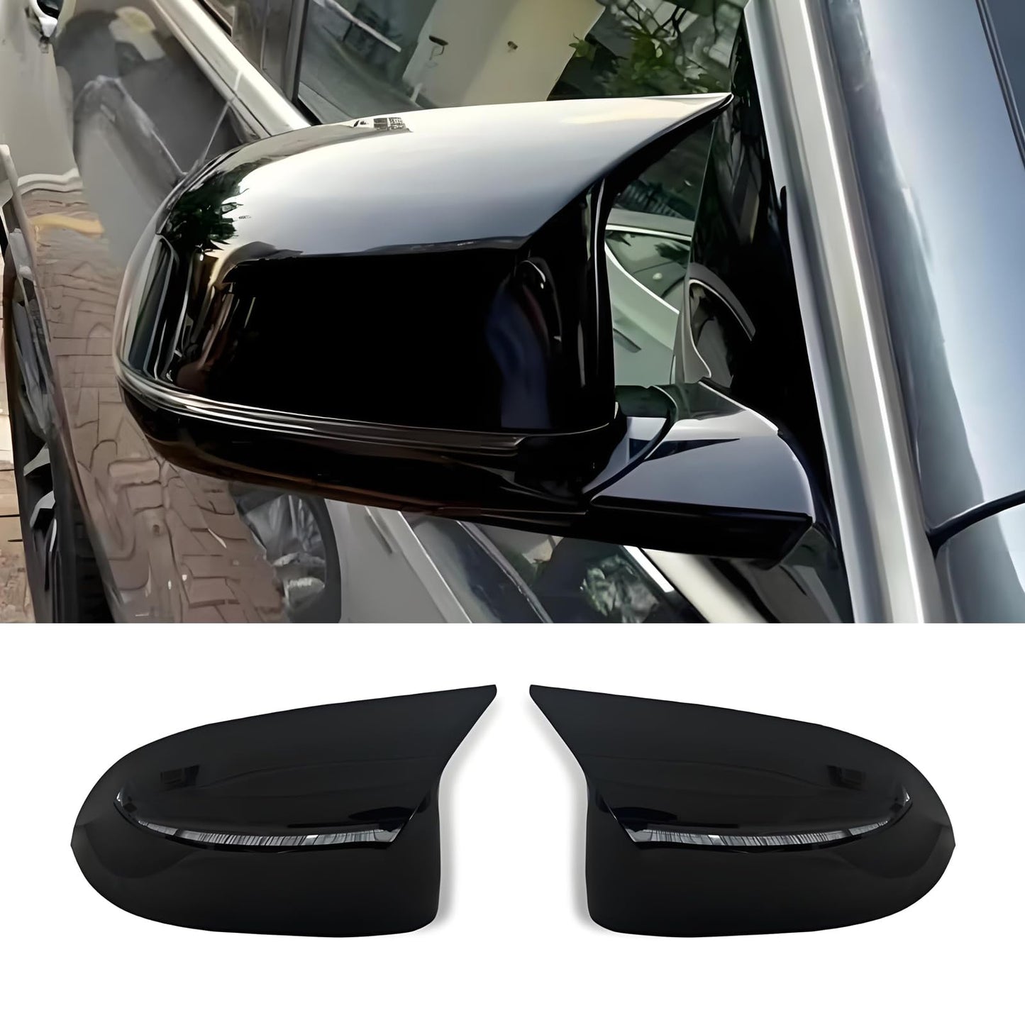 Door Mirror Cover Caps For BMW E81 E87 2008-2011 E90 E91 2009-2011 E92 E93 2010-2013 LCI Facelift Replacement Side Mirror Caps Gloss Black(For 1er E81 E87&3er E90 E91 E92 E93 LCI)