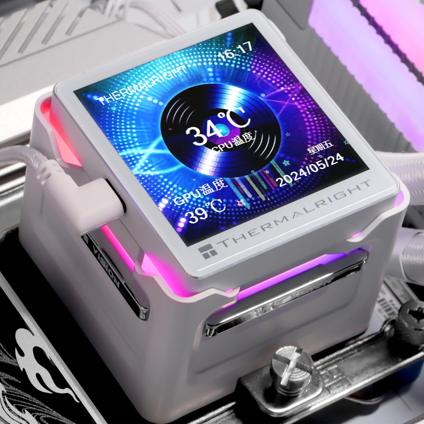 Thermalright Elite Vision 360 ARGB White CPU AIO Cooler,IPS LCD Screen with 320 * 320 Resolution,for AM5,Intel 1700/1851,High-performance CPU Water-cooler with 2.73in Removable Liquid Crystal Display