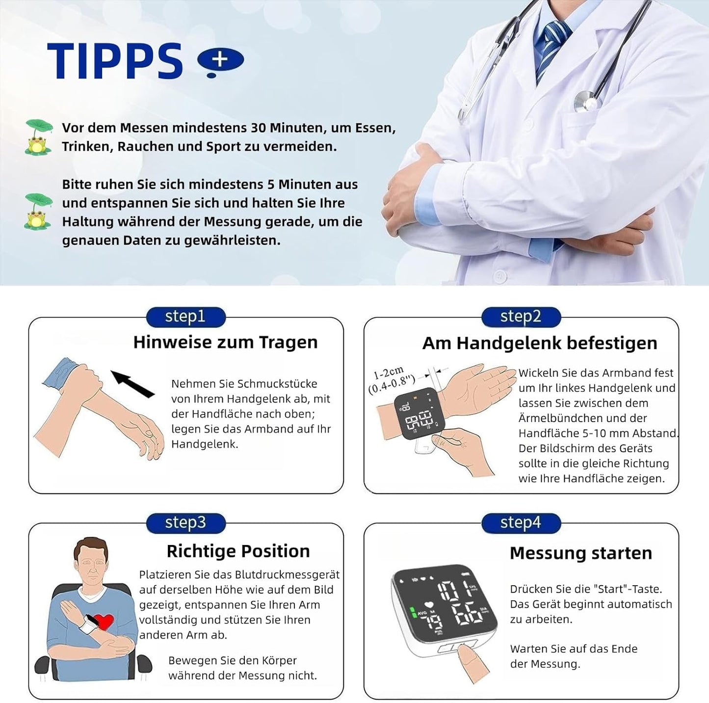 Pozlle Wrist Blood Pressure Monitor, Full Screen LED Display, HD Backlight, Easy to Use, Adjustable Cuff from 13.5 to 19.5 cm, Irregular Heart Beat Detection
