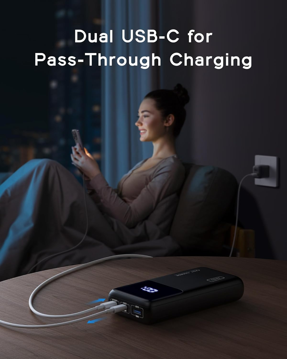 INIU Power Bank, 65W PD 25000mAh Portable Charger, Ultimate USB C 3-Output Fast Charging (Phone & Laptop) with Phone Holder Battery Pack for MacBook, iPhone, AirPods, iPad, Switch, Tablets.