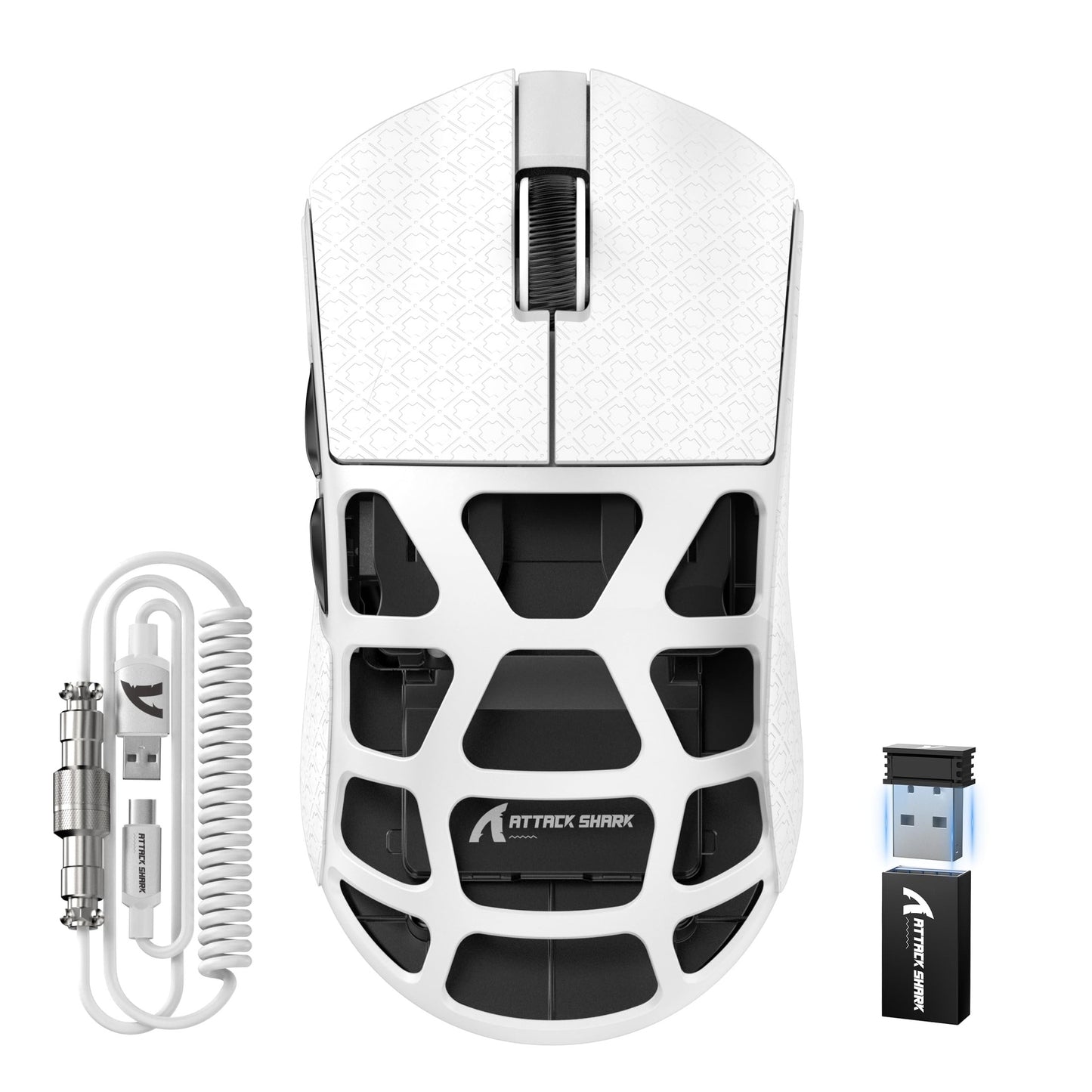 ATTACK SHARK R3PRO 46g Superlight Magnesium Alloy Mouse, 8000Hz Wireless Polling Rate, 26000 DPI, 2.4G/BT/Wired Gaming Mouse, PixArt PAW3395 Sensor G502, with Coiled Cable, PC/Mac, Grey