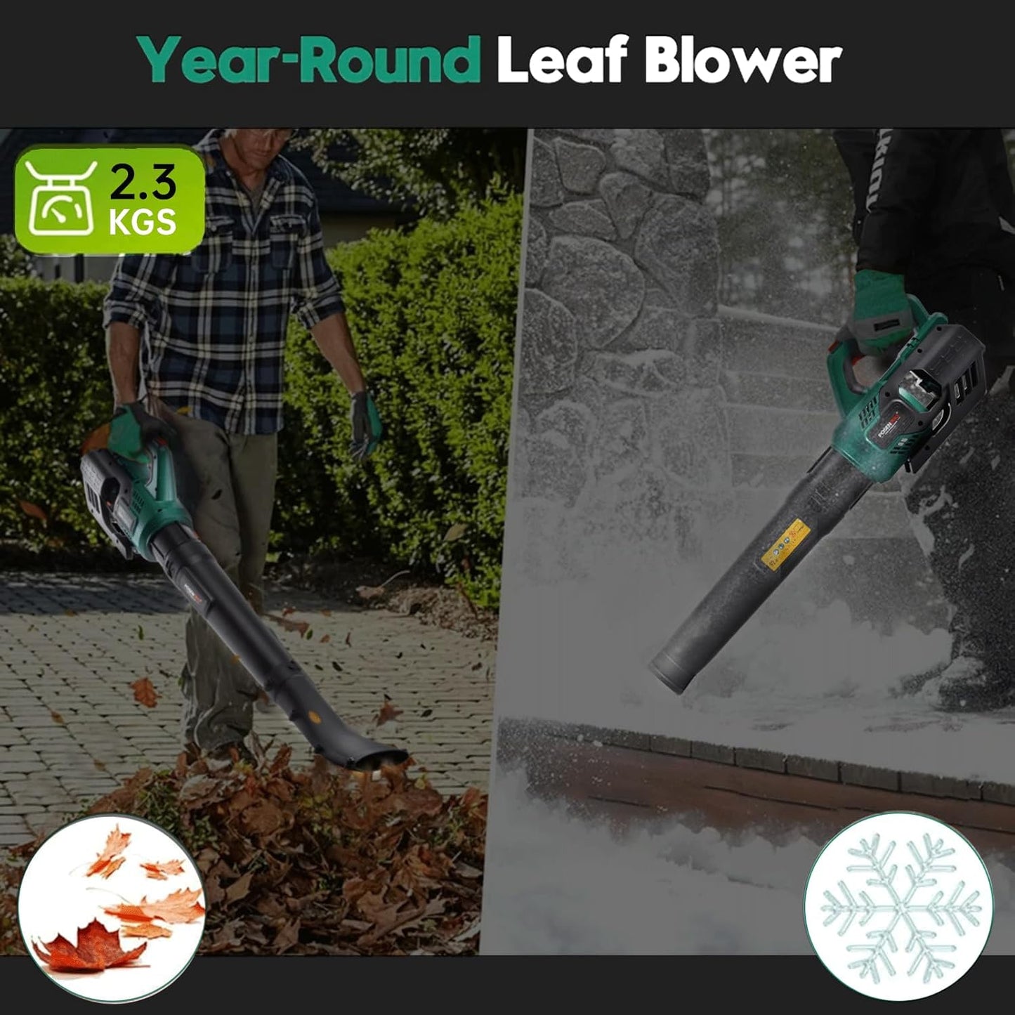 POSENPRO Battery Leaf Blower 20 V, Leaf Blower Battery 155 km/h 480 m³/h, Max 23000 RPM, Battery Blower Leaf Blower 2-Speed, Leaf Blower with 4000 mAh Battery and Charger, for Garden, Lawn Care, Snow