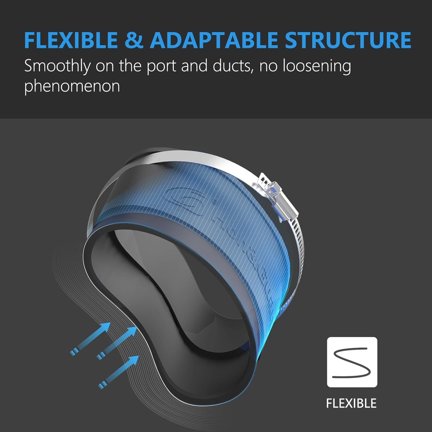 Hon&Guan 100 mm Flexible Rubber Sleeve Rubber Coupling with Two Stainless Steel Clamps, Noise-Reducing Cuff Odourless, Pipe Connector for Pipe Fan, Carbon Filter, Rigid Pipe, Steel Pipe
