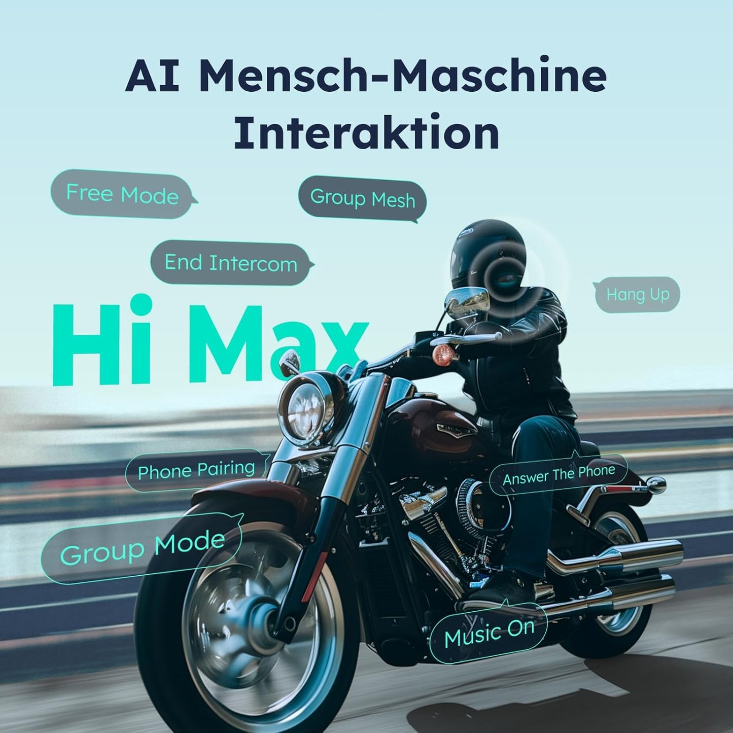 ASMAX F1 Motorcycle Bluetooth Headset, Mesh Intercom Motorcycle for up to 10 Motorcycles, Helmet Intercom with IP67 Waterproof, Motorcycle Helmet Intercom with Universal Pairing, Double Pack