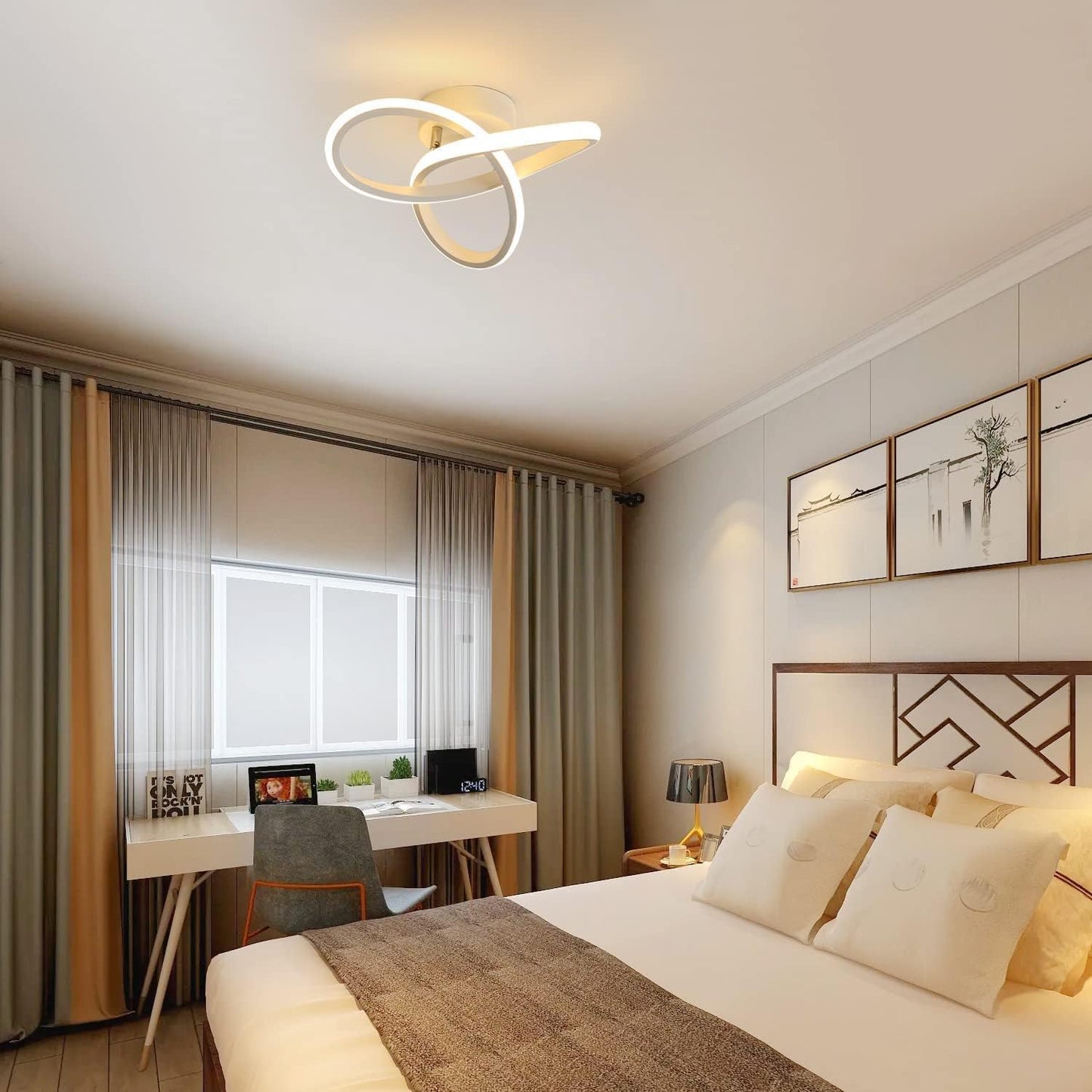 Comely LED Ceiling Light, 22 W, 2500 lm, Modern, Warm White Light, 3000 K, Creative Flower Shape, Acrylic Lamp, White, for Bedroom, Dining Room, Kitchen, Hallway, Balcony