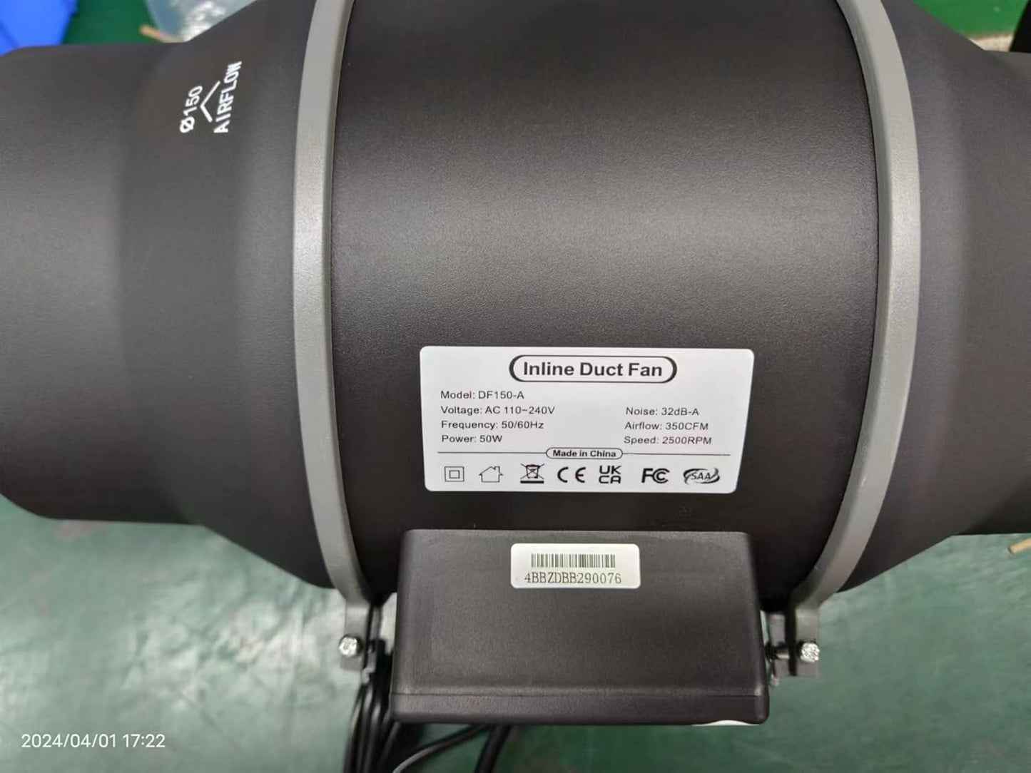 Aygrochy 150 mm wifi APP inline fan with Temperature and Humidity controller, Extractor Fan for Booster, Growth Tents, Ventilation and exhaust fan.