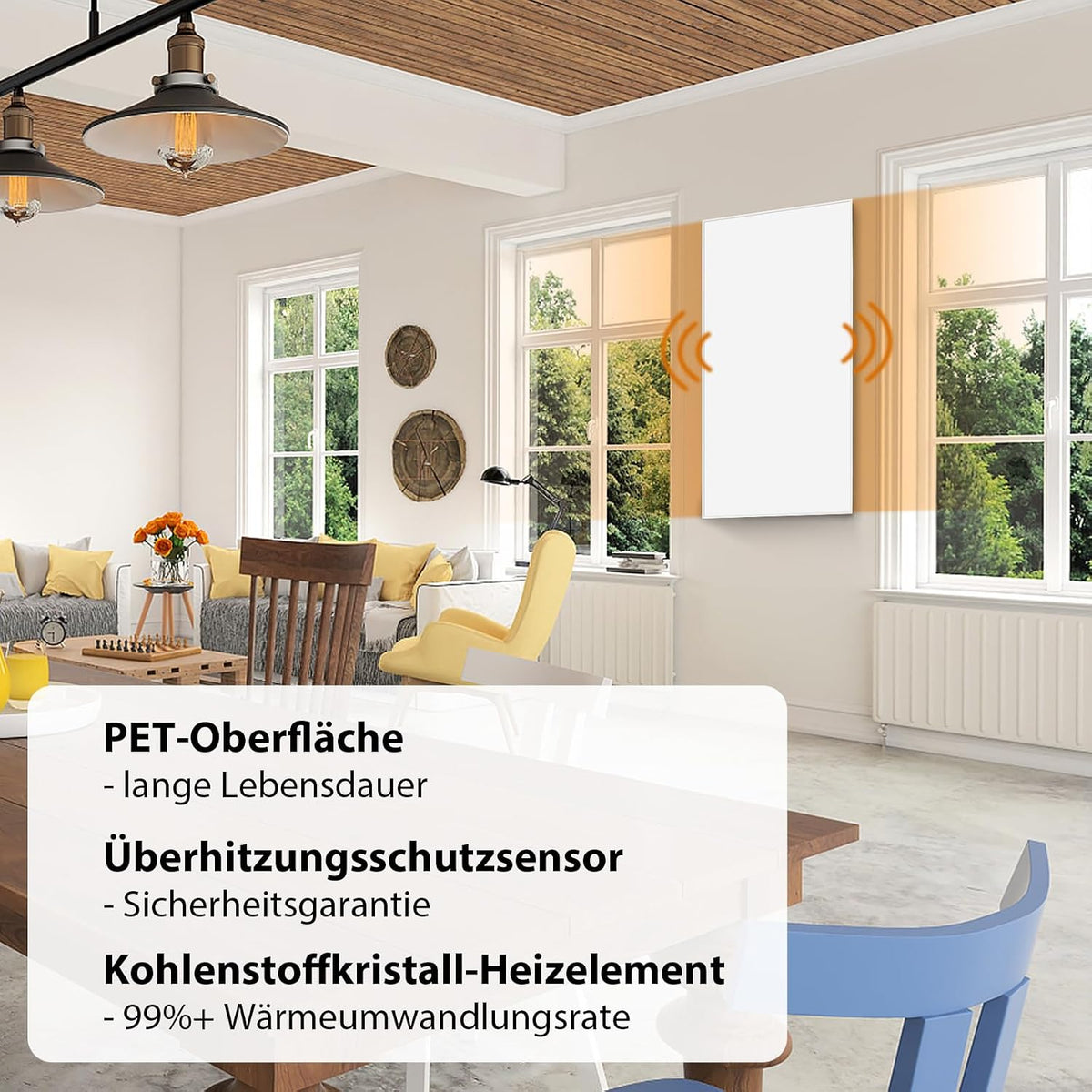 Incalzitor cu infrarosu XNATURE 1000 W cu WiFi, termostat, telecomanda, montare pe perete sau podea