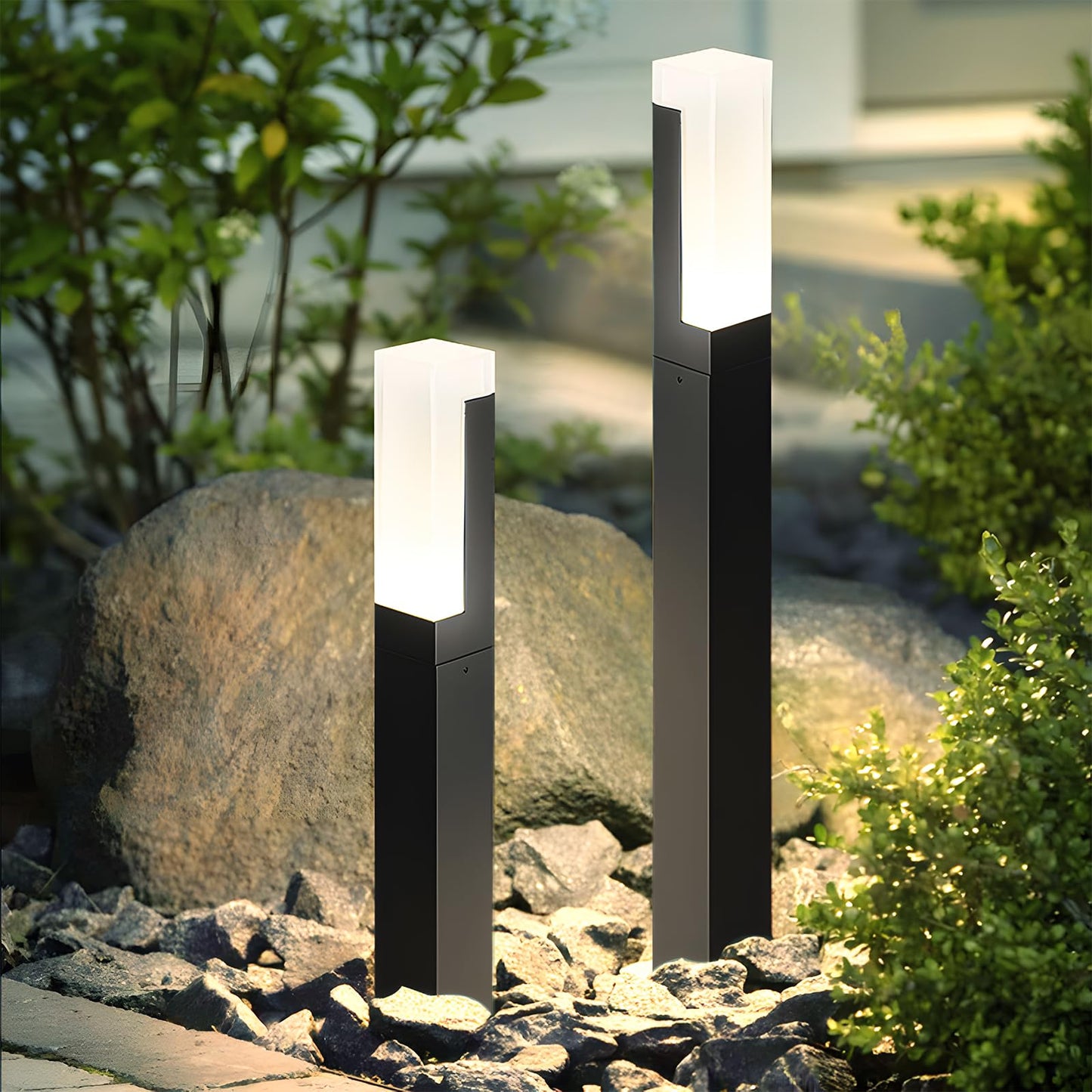 ZTWLEED Pack of 2 LED Path Lights, Outdoor, 6 W Bollard Light, Outdoor Natural White, 4000 K, IP65 Waterproof Garden Lighting for Lawn, Patio, Path, Garage, Black, 40 cm, 110-240 V