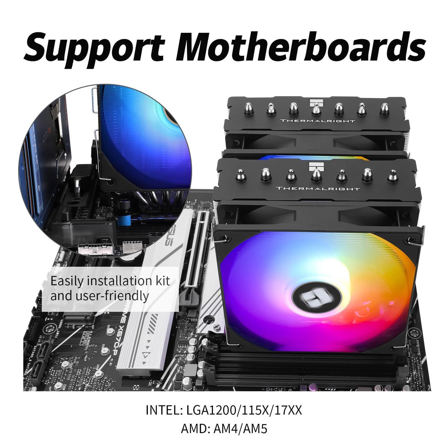 Phantom Spirit 120 SE ARGB CPU Air Cooler,7 Heat Pipes CPU Cooler,Dual 120mm TL-C12B-S V2 PWM Fan,AGHP 4.0 Technilogy,S-FDB Bearing,for AMD AM4 AM5/Intel 1700/1150/1151/1200/1851
