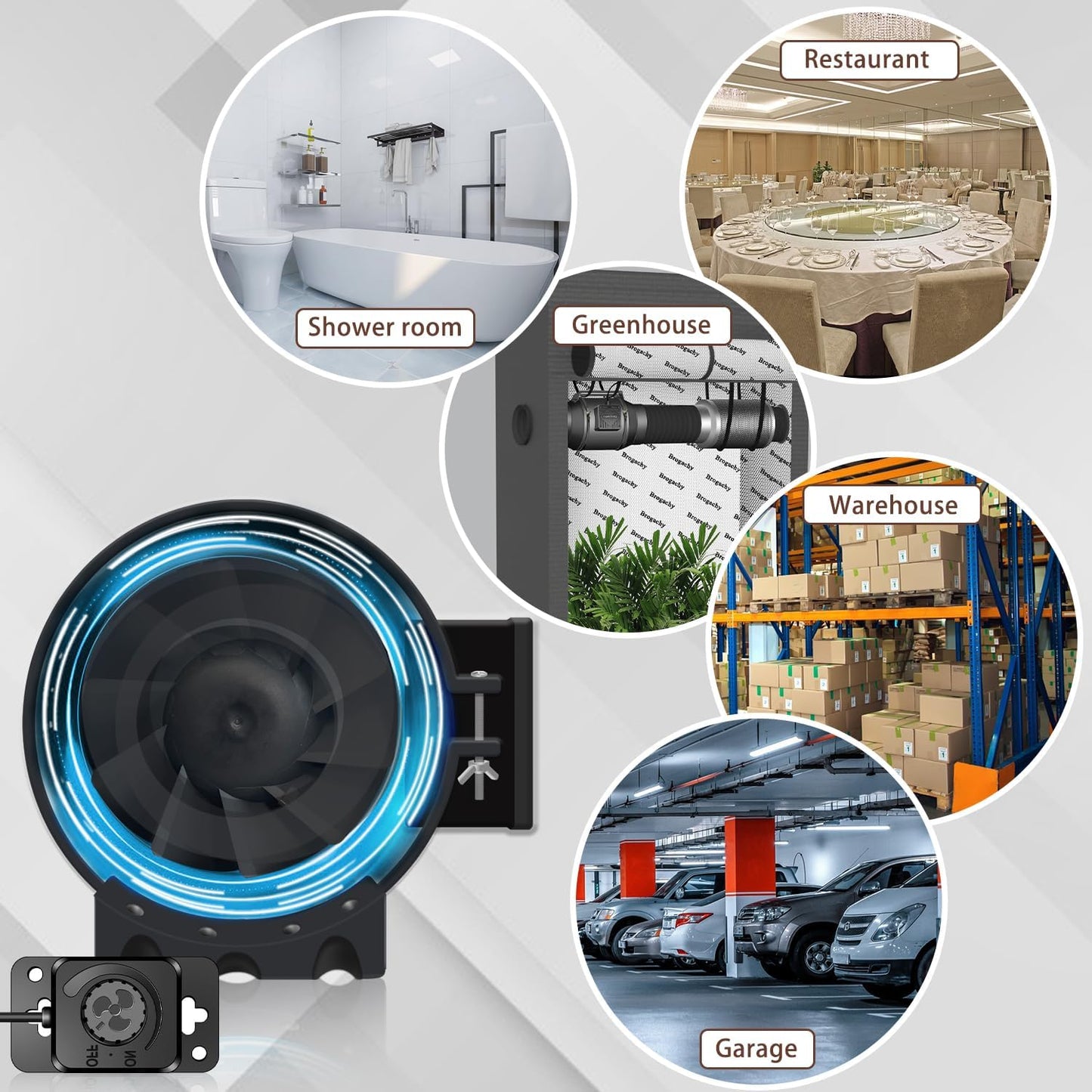 Aygrochy 100 mm adjustable pipe fan, 363 m³/h, three-phase EC motor, smoke extractor fan, inline pipe fan for ventilation and exhaust air fan.