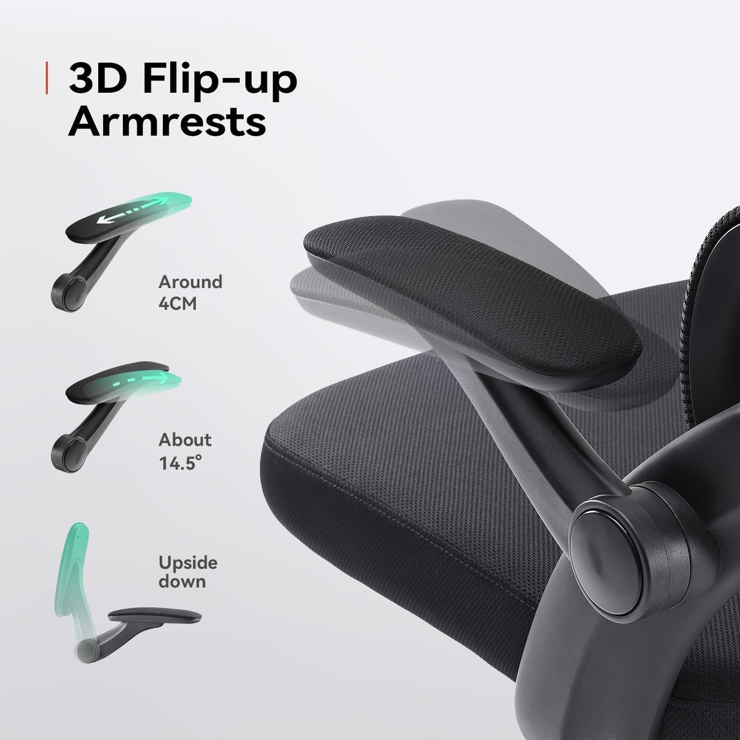 SIHOO Ergonomic Office Chair, Office Chair with Up&Down Lumbar, High Back Home Desk Chair with 3D Armrests, Computer Chair with Adjustable 2D Headrest, Tilt Function Black