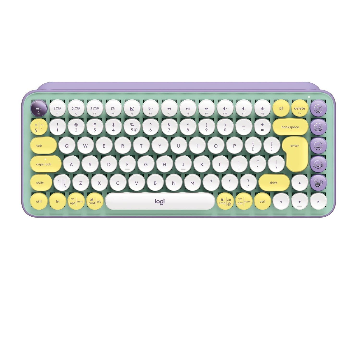Logitech POP Keys Mechanical Wireless Keyboard with Customisable Emoji Keys, Durable Compact Design, Bluetooth or USB Connectivity, Multi-Device, OS Compatible - Heartbreaker