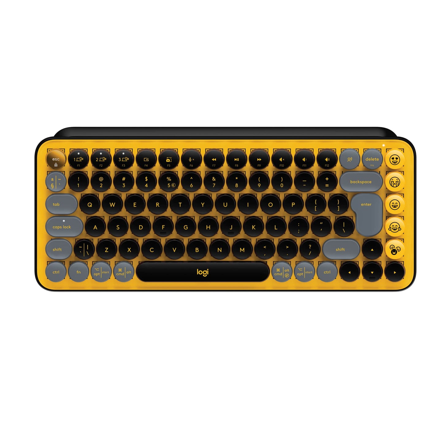 Logitech POP Keys Mechanical Wireless Keyboard with Customisable Emoji Keys, Durable Compact Design, Bluetooth or USB Connectivity, Multi-Device, OS Compatible - Heartbreaker