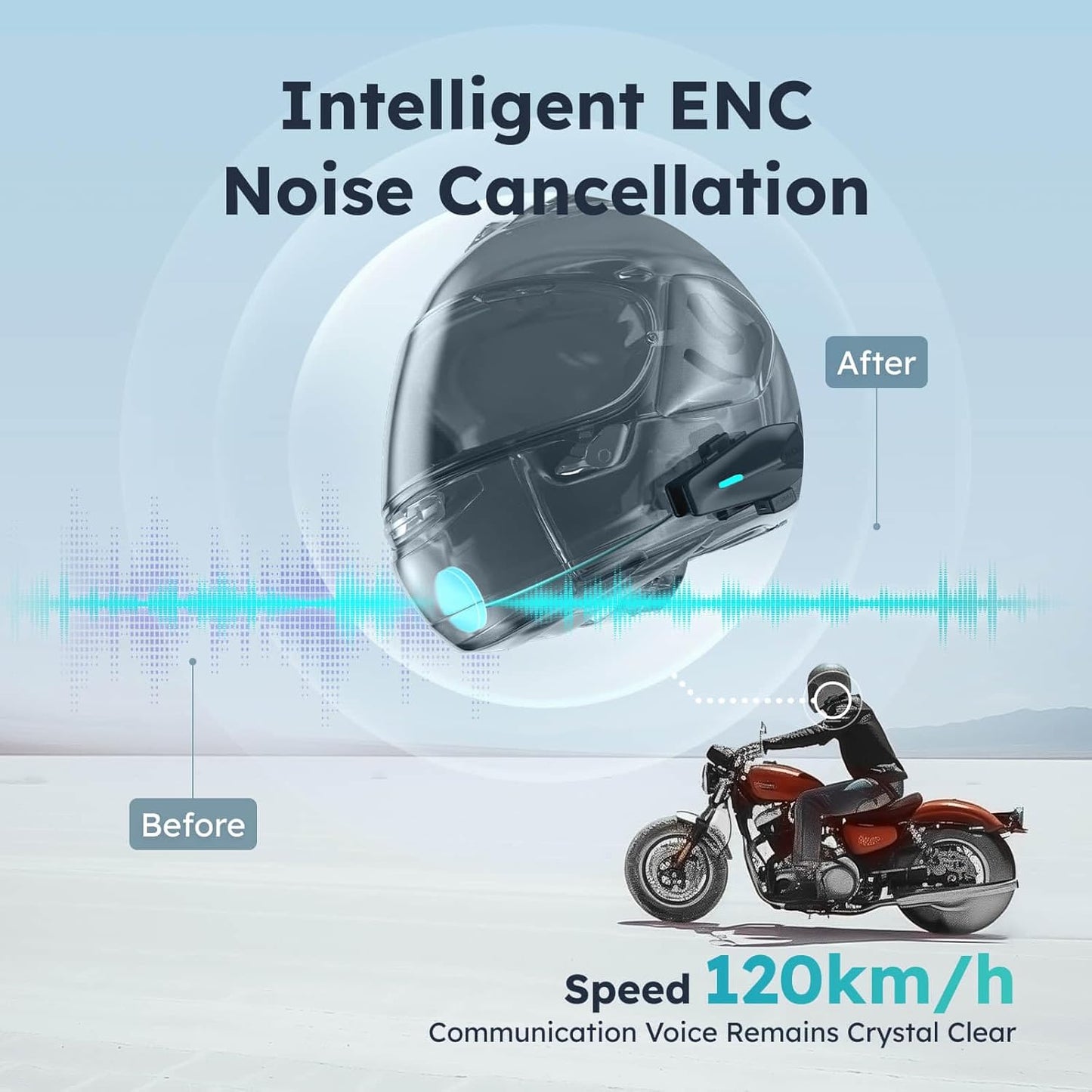 S1 Motorcycle Bluetooth Headset, 8 Riders Mesh Helmet Communication Systems with FM Radio, AI Voice Control Motorcycle Intercom, 60 Min Fast Charging, Auto Volume Control for ATV (S1-1 Pack)