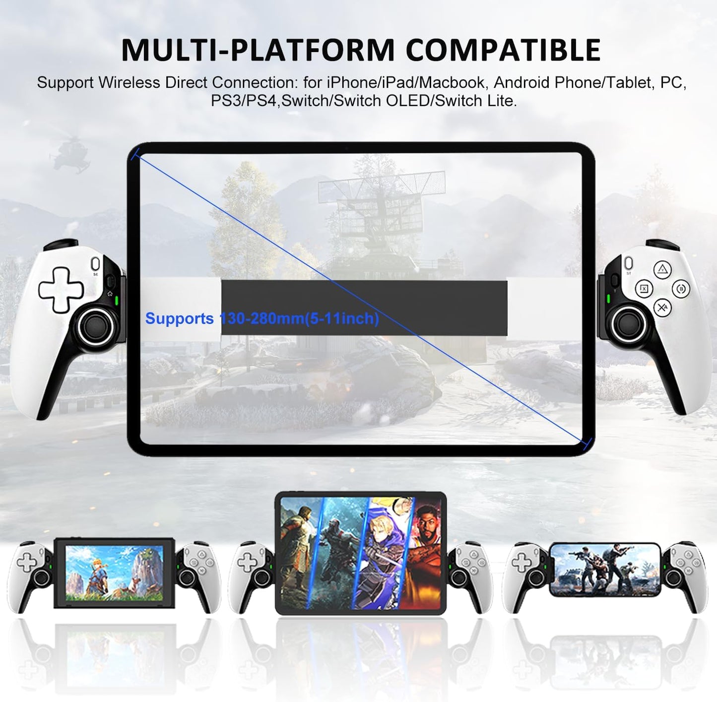 Megadream Mobile Gaming Controller for iPhone/iPad,Wireless Phone Remote Gamepad Bluetooth Joystick for iOS/Android/PC/Switch/Tablet/Cloud (White)