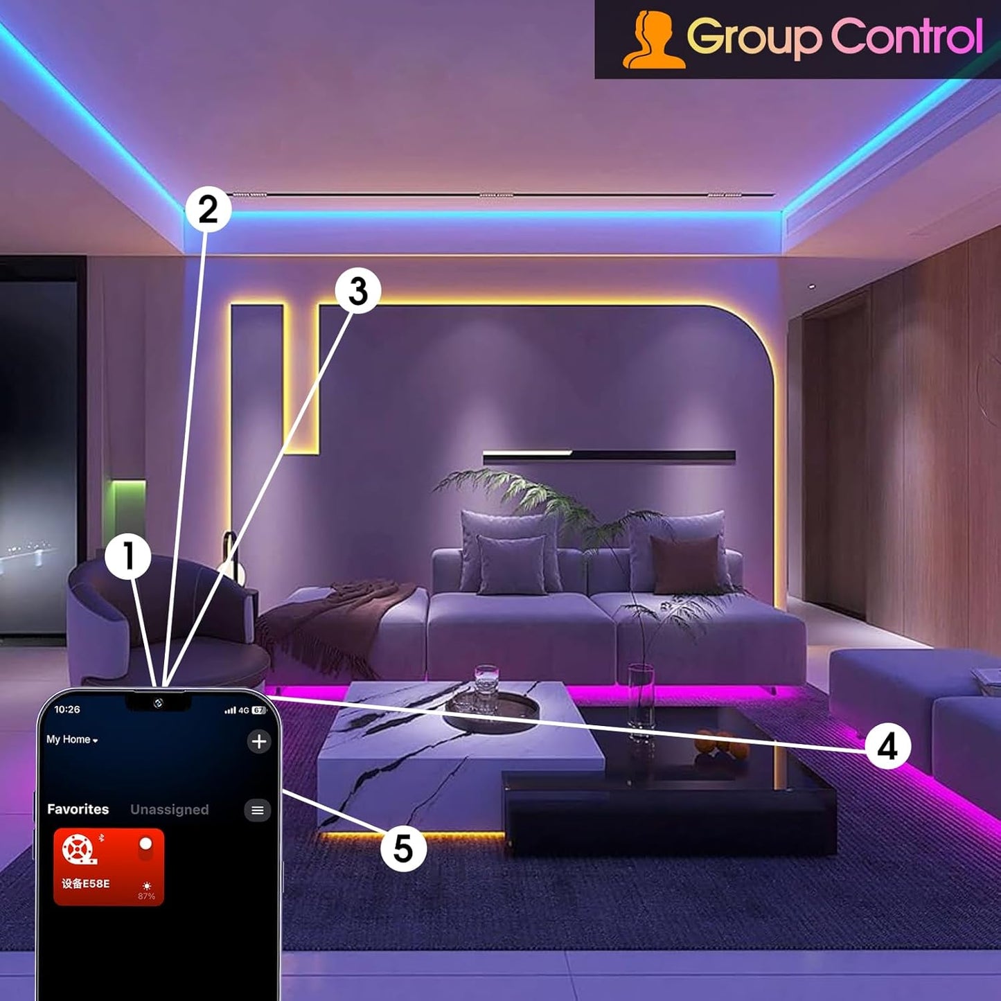 INDARUN RGBW Cob Led Strip Light 10m, 24V 8A 10m RGBW WiFi Led Strip Set with APP & Remote Control, 672LEDs/Meter Led Tape Light Kit for Home Decoration, Compatible with Alexa/Google Home