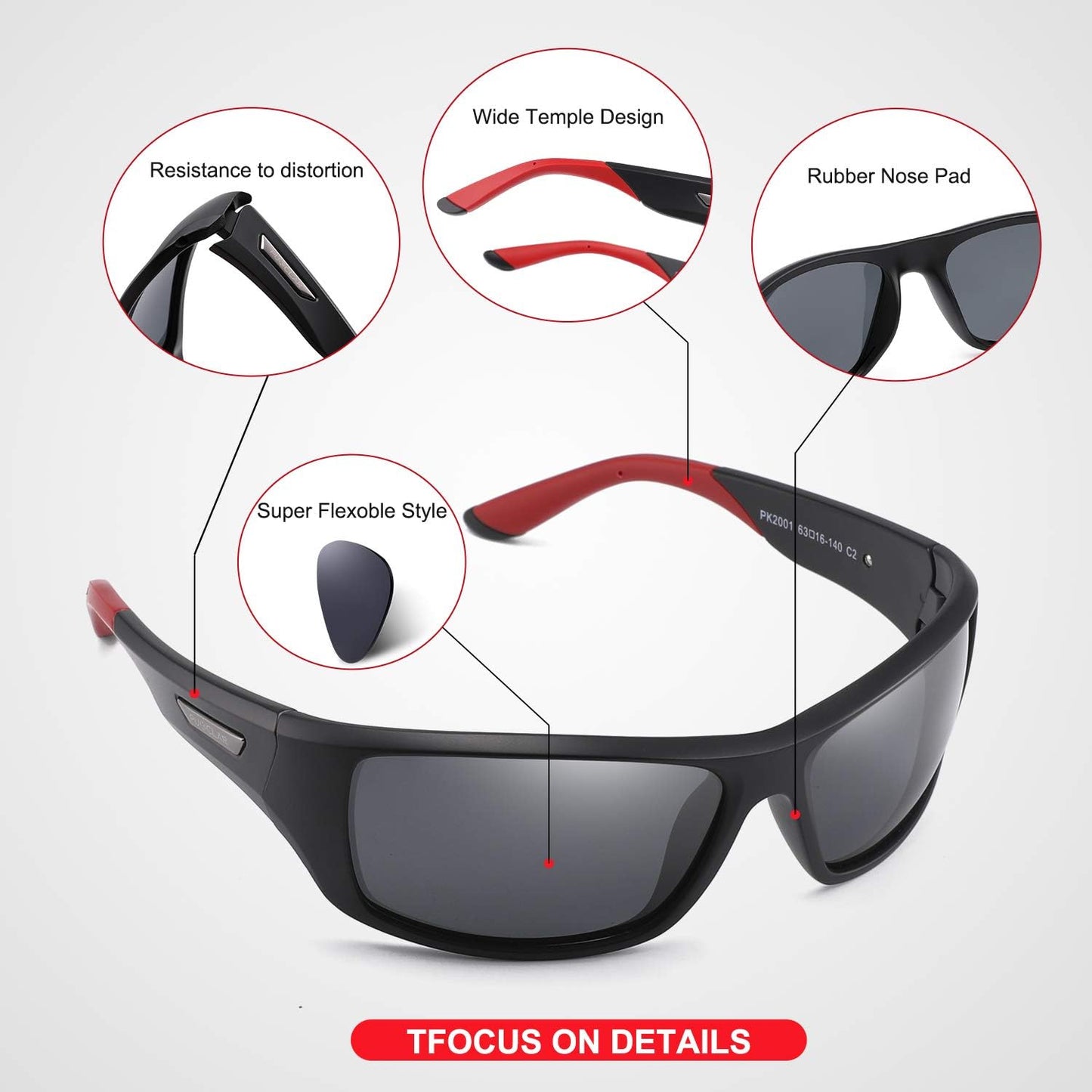 PUKCLAR Men’s Polarised Sunglasses, Sports Glasses, Cycling Glasses, Drivers Glasses, UV400 Protection, Category 3 Lens, CE Certified