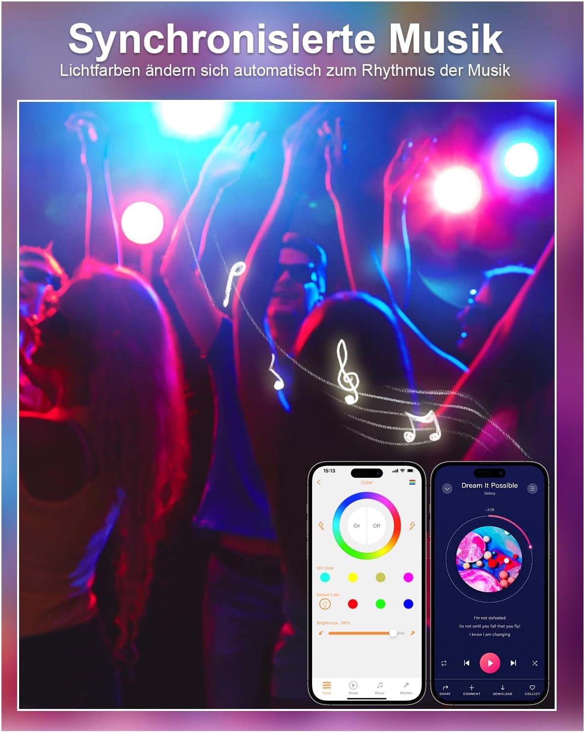 VARICART Recessed Spotlight 230 V RGB Alexa, Smart LED Spotlight, Flat, Bluetooth, 7 W, Warm White, Set of 6, Dimmable Colourful, Ceiling Spotlights, Music Sync App Control, Colours Spotlights
