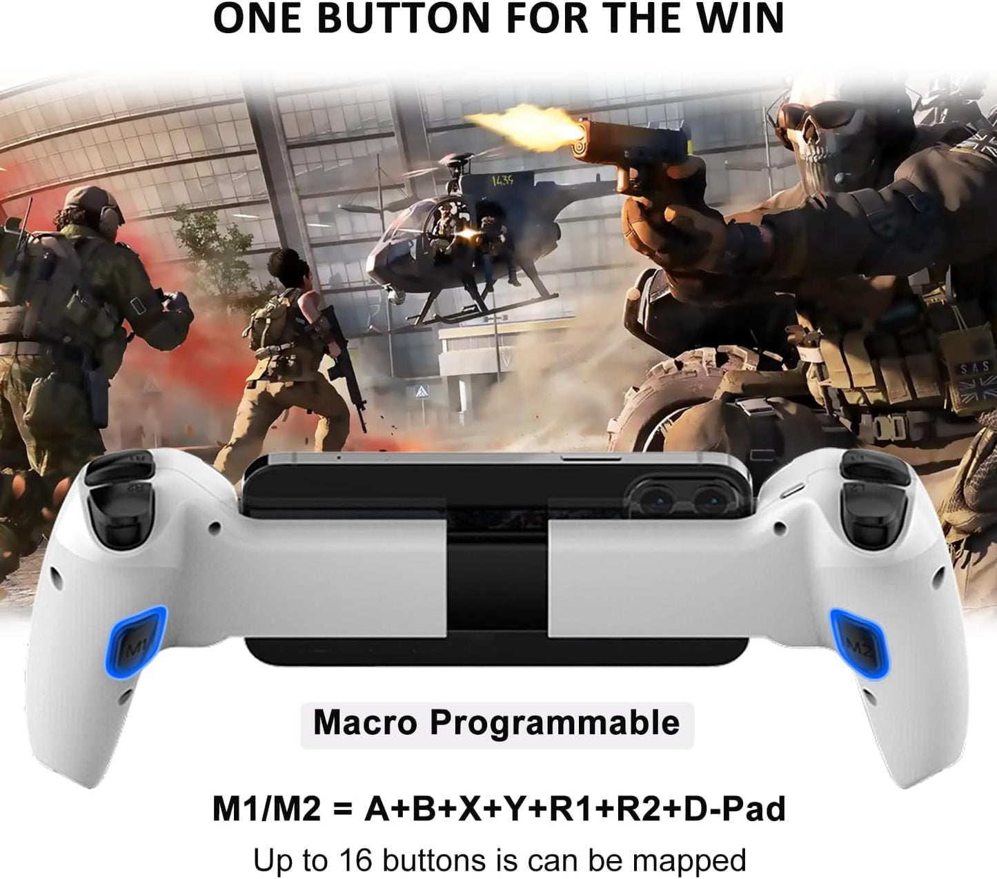 Megadream Mobile Gaming Controller for iPhone/iPad,Wireless Phone Remote Gamepad Bluetooth Joystick for iOS/Android/PC/Switch/Tablet/Cloud (White)