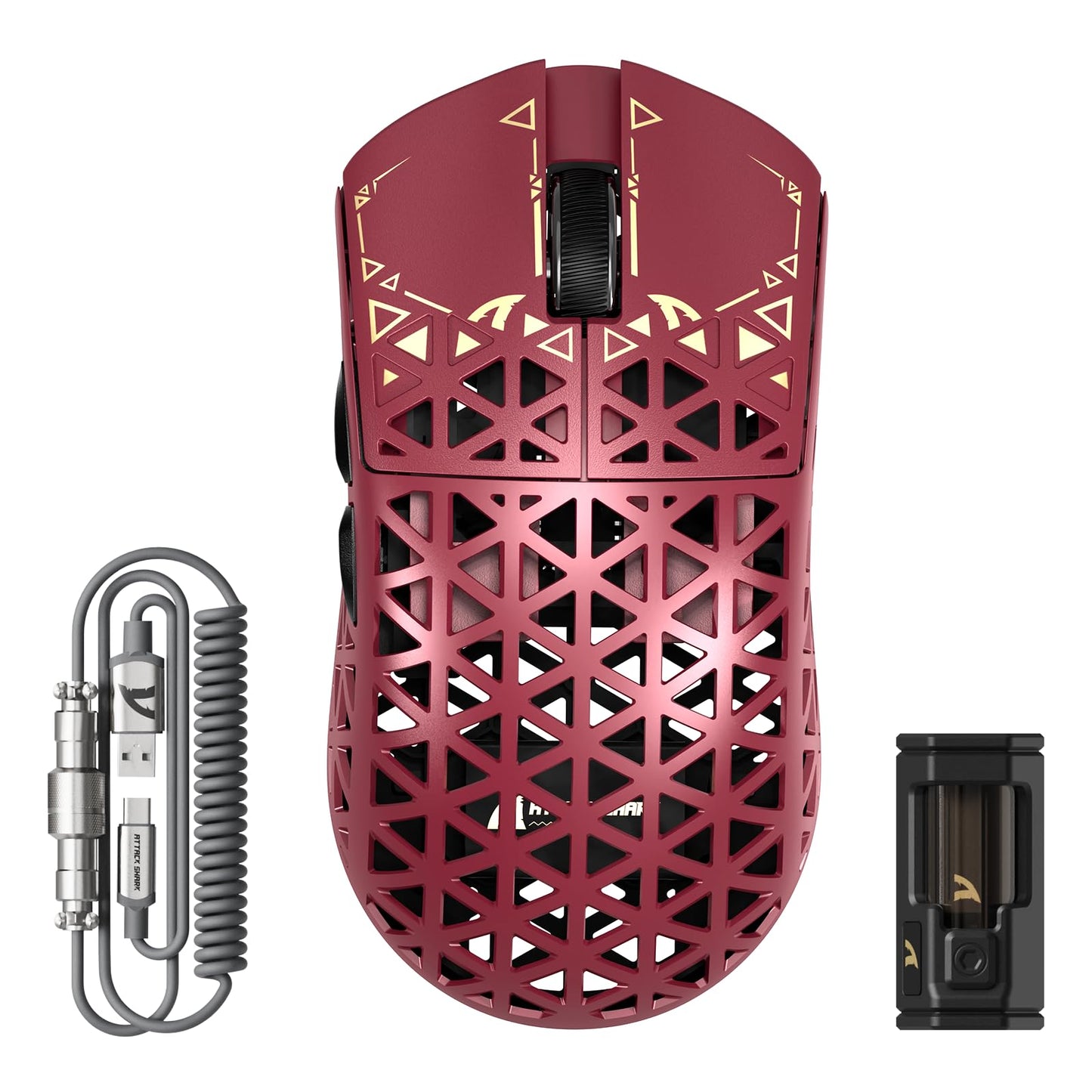 ATTACK SHARK R5 Ultra Carbon Fiber 8000Hz Wireless Gaming Mouse, 39g SUPERLIGHT, 42000DPI, PAW3950MAX Sensor, Nordic 52840 Chip, Bluetooth/2.4G/USB-C Wired Mice with Coiled Cable, for PC/Mac, Black