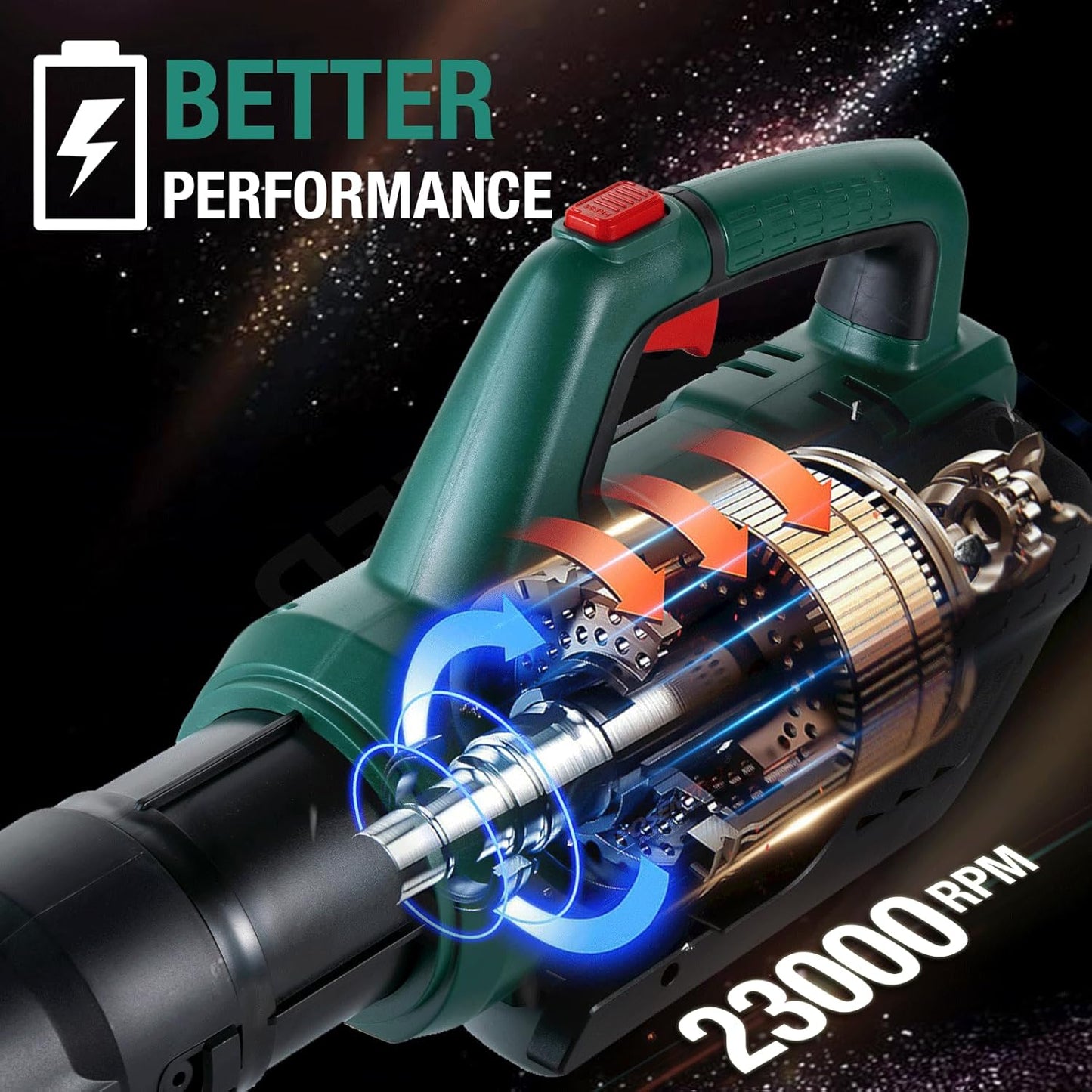 POSENPRO Battery Leaf Blower 20 V, Leaf Blower Battery 155 km/h 480 m³/h, Max 23000 RPM, Battery Blower Leaf Blower 2-Speed, Leaf Blower with 4000 mAh Battery and Charger, for Garden, Lawn Care, Snow