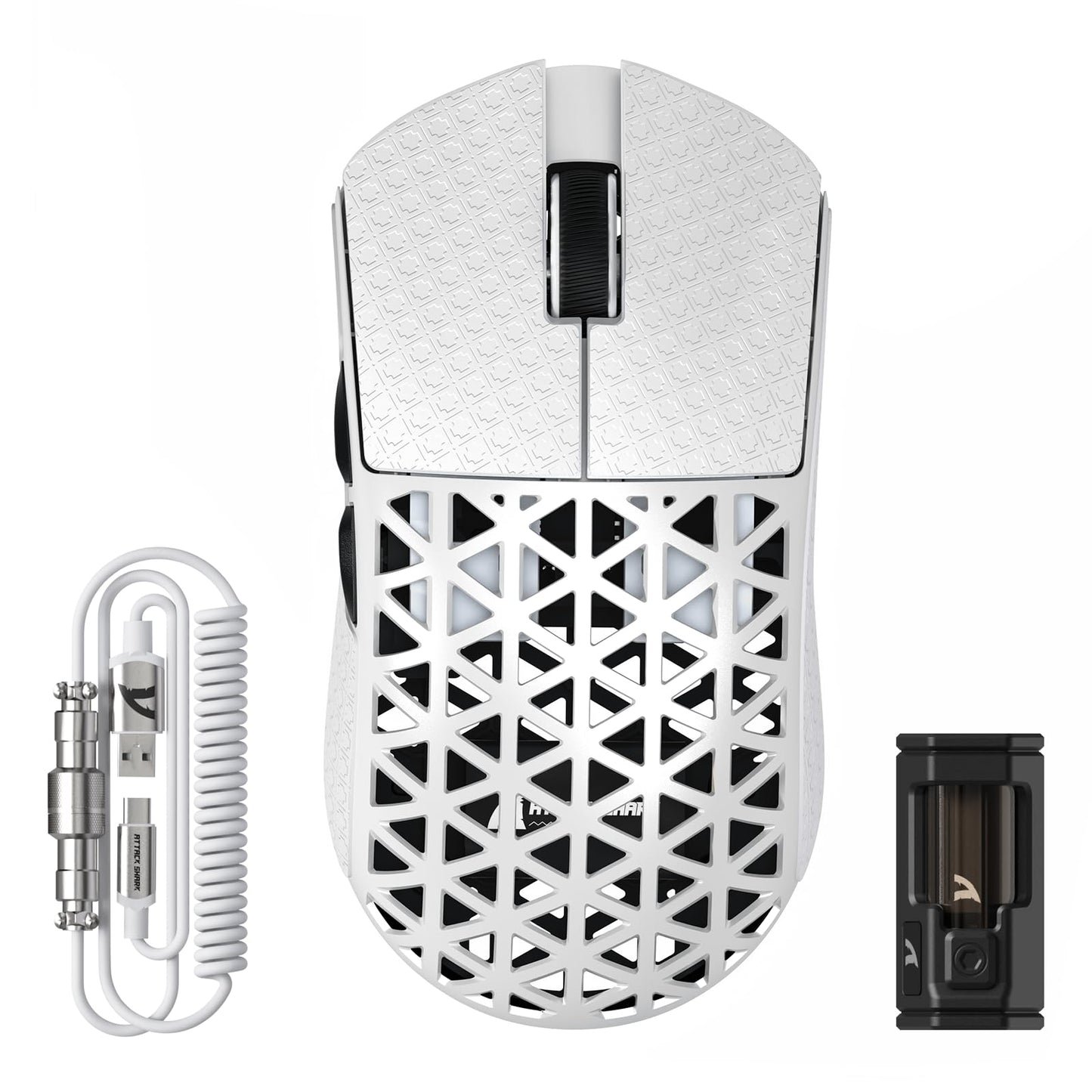 ATTACK SHARK R5 Ultra Carbon Fiber 8000Hz Wireless Gaming Mouse, 39g SUPERLIGHT, 42000DPI, PAW3950MAX Sensor, Nordic 52840 Chip, Bluetooth/2.4G/USB-C Wired Mice with Coiled Cable, for PC/Mac, Black