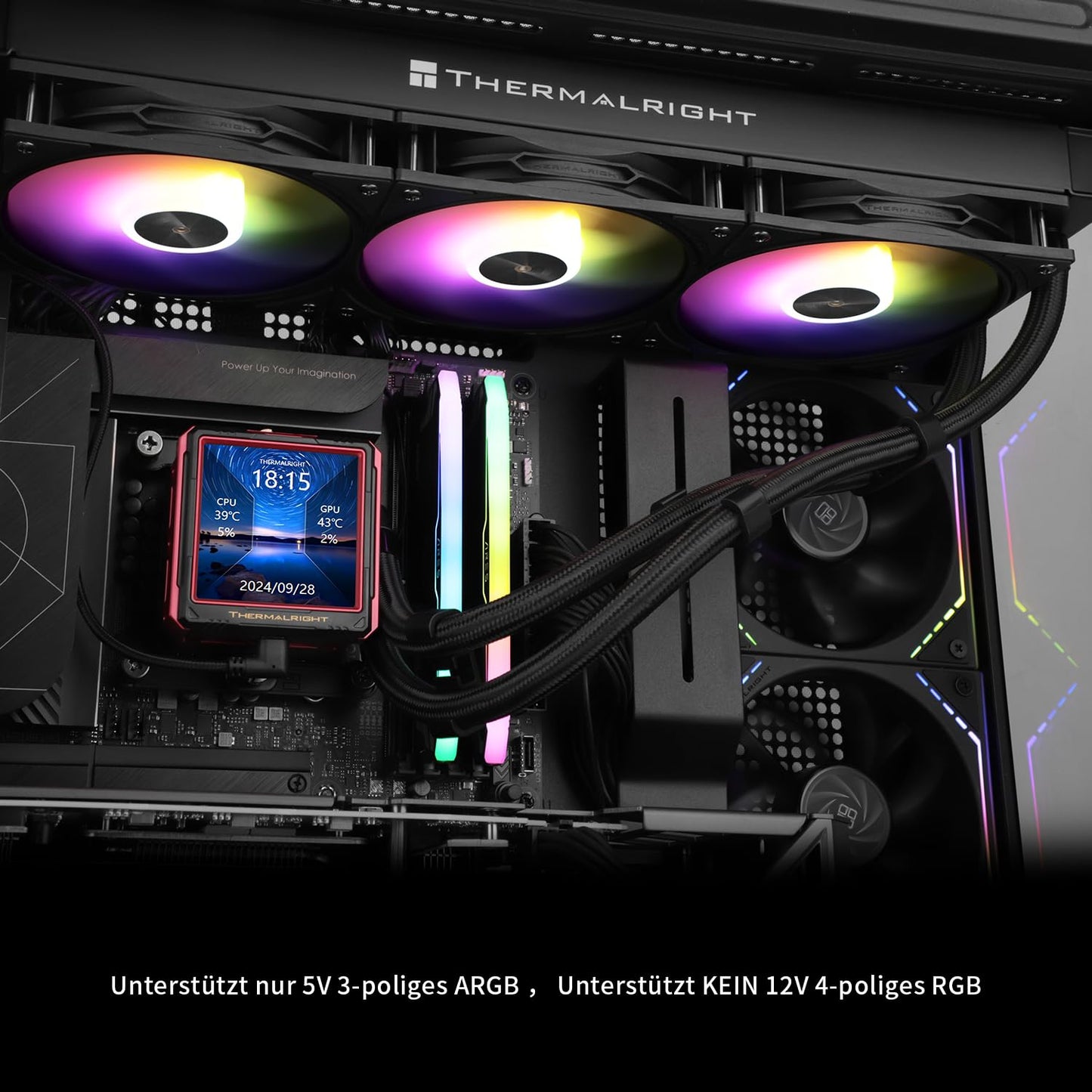 Thermalright FW 360 Ultra ARGB Black Refroidisseur d'eau pour processeur, 3 ventilateurs PWM, écran LCD IPS avec résolution 480 x 480, pour AM4/AM5 et Intel LGA1700/1851, écran 2,88"