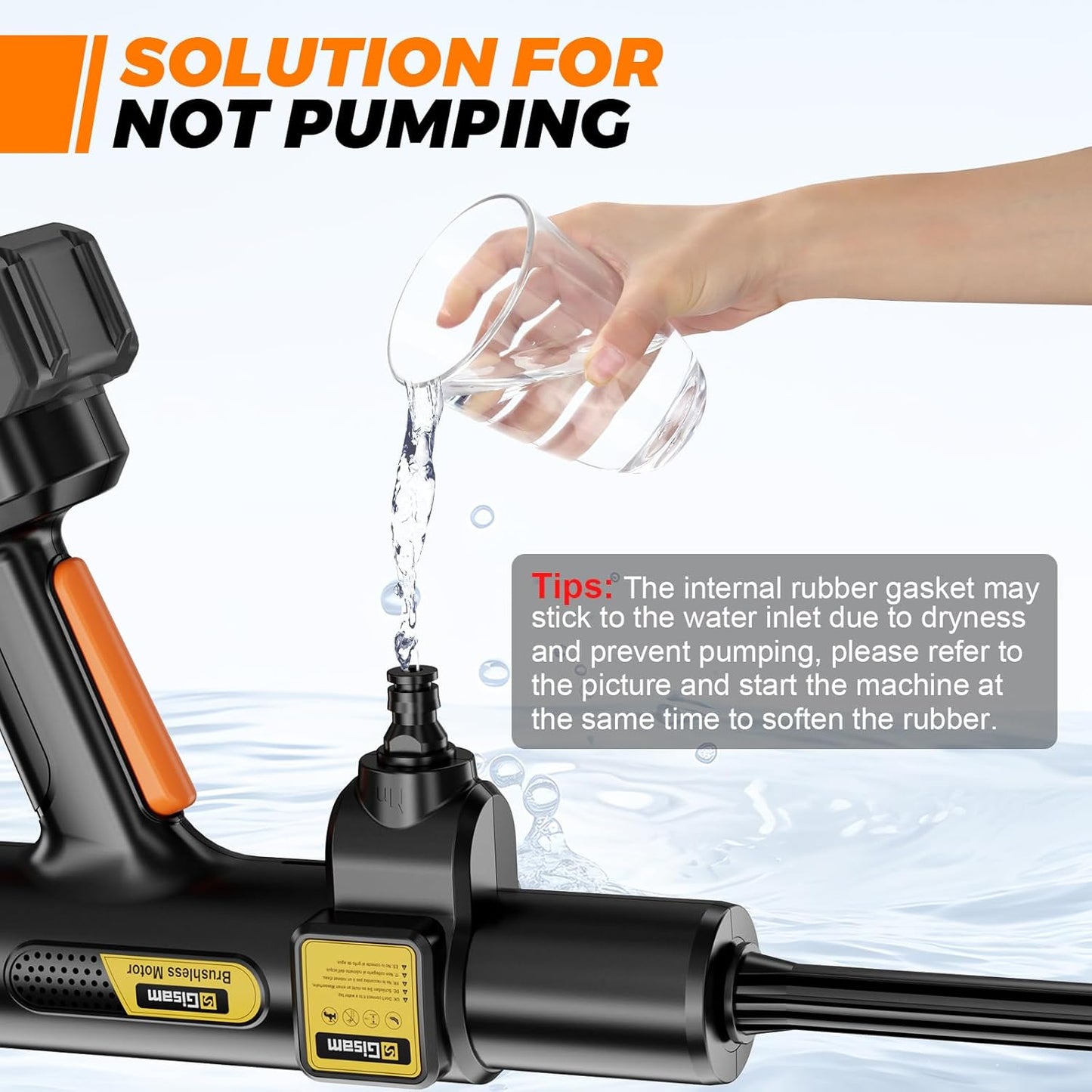 Gisam Cordless Pressure Washer, Max 65 Bar 943 PSI Jet Washers with 2 x 4000mA Batteries, Foam Sprayer, 6 in 1 Multi-function Nozzle & 180 Rotatable Nozzle for Cleaning and Irrigation (Gisam-01)