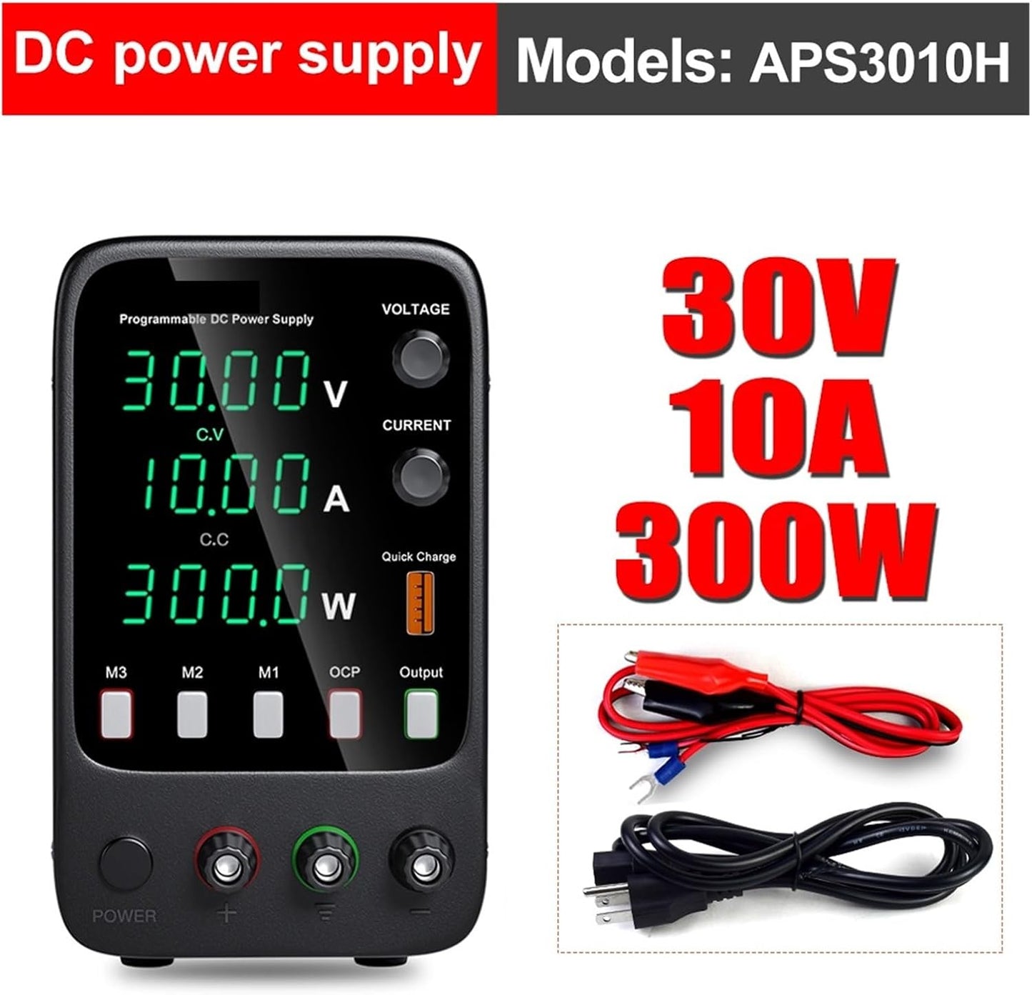 dc power supply DC Power Supply 30V 10A Adjustable Lab Power Source Switching Stabilized Power Supply Switch APS3010H WPS3010H 110V220V (Color : APS3010H)
