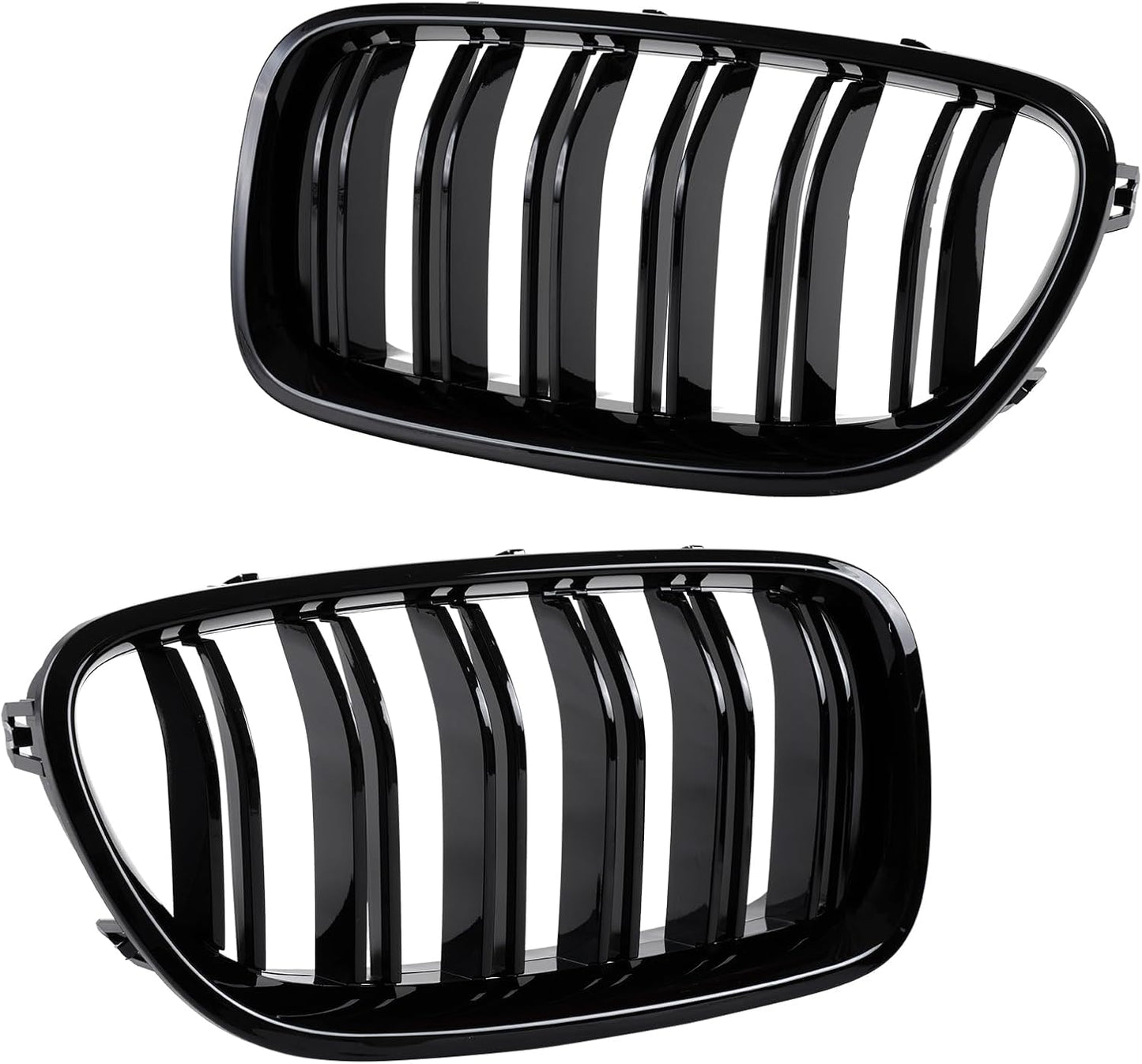Hengjiayao E46 Kidney Black Radiator Grille for BMW 3 Series E46 4 Door 4D 2002-2005 LCI Facelift Grill Gloss Black Double Bridge Sport Grille Front (Not fit for 2 Doors) (For 3er E46 2002-2005 LCI)