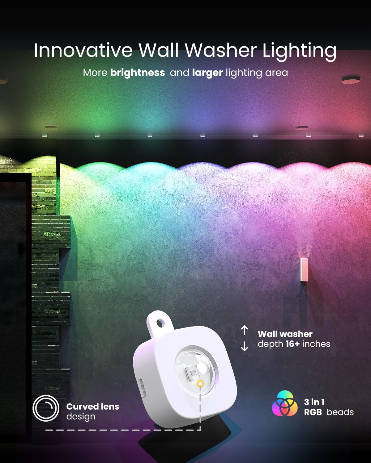 HomaVida Permanent Outdoor Lights 100ft, Christmas DIY Decor, Smart RGB+IC Outdoor Lights for House with Remote, 72 LED IP65 Waterproof Eave Light for Holiday, Party, Work with Alexa, Google Assistant
