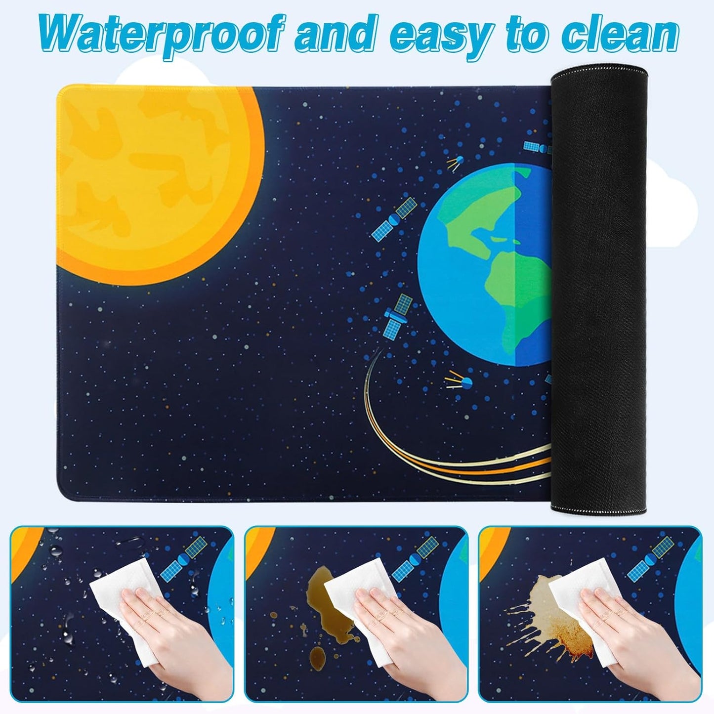 Mouse Mat Gaming Mouse Mat XXL 900 x 400 mm Desk Mat Large Mouse Mat White Mouse Pad Mouse Pad Earth Rocket Mouse Mat with Motif for PC Office Desk Mat Laptop Computer