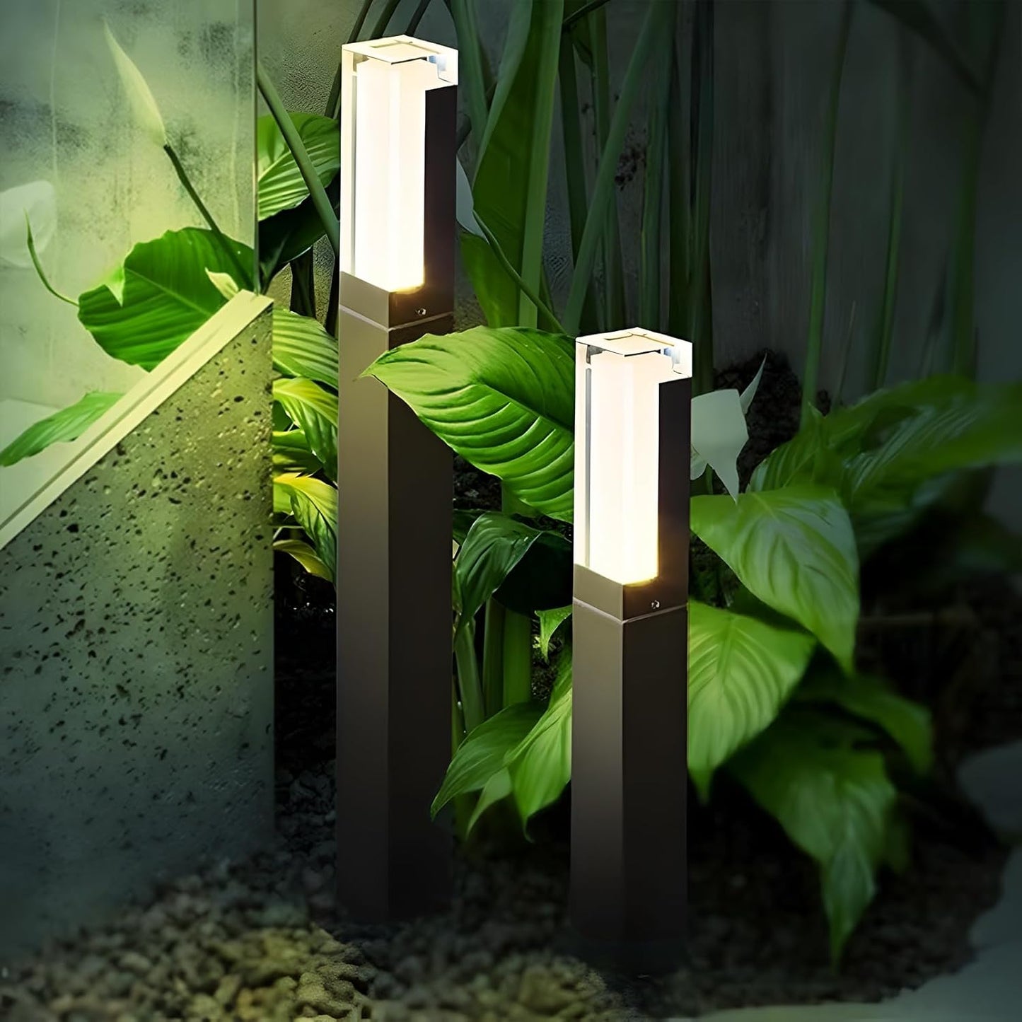 ZTWLEED Pack of 2 LED Path Lights, Outdoor, 6 W Bollard Light, Outdoor Natural White, 4000 K, IP65 Waterproof Garden Lighting for Lawn, Patio, Path, Garage, Black, 40 cm, 110-240 V